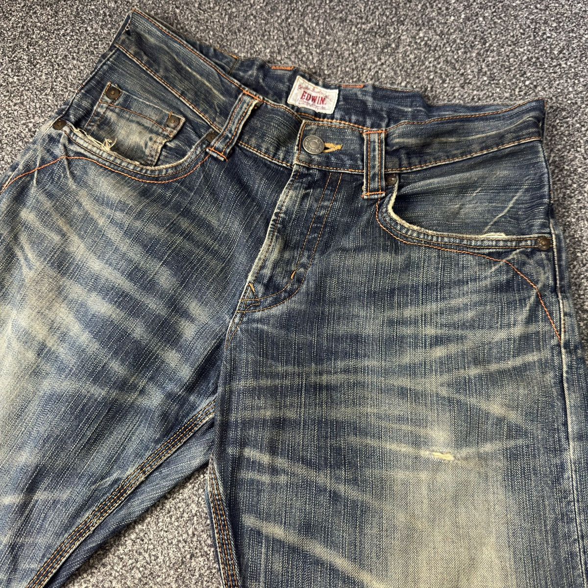 Seditionaries Vintage y2k Baggy Edwin 424XV Orange Stich Distressed Denim Size US 32 / EU 48 - 4 Thumbnail