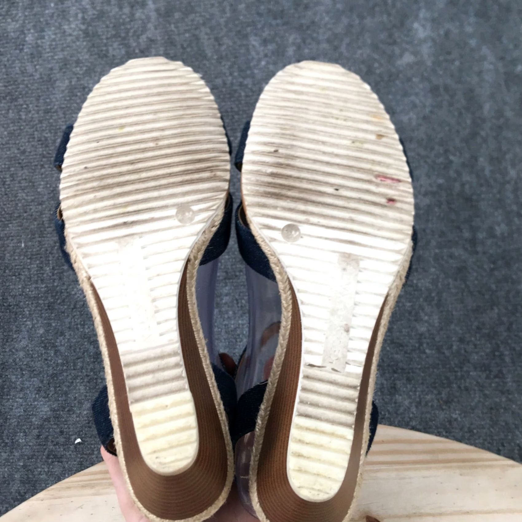 Vintage Kelly & Katie Espadrille Womens 8.5M Blue Gala Open Toe Ankle Strap Wedge Heel Sandal Adult Footwear Casual Size US 9 / IT 39 - 7 Thumbnail