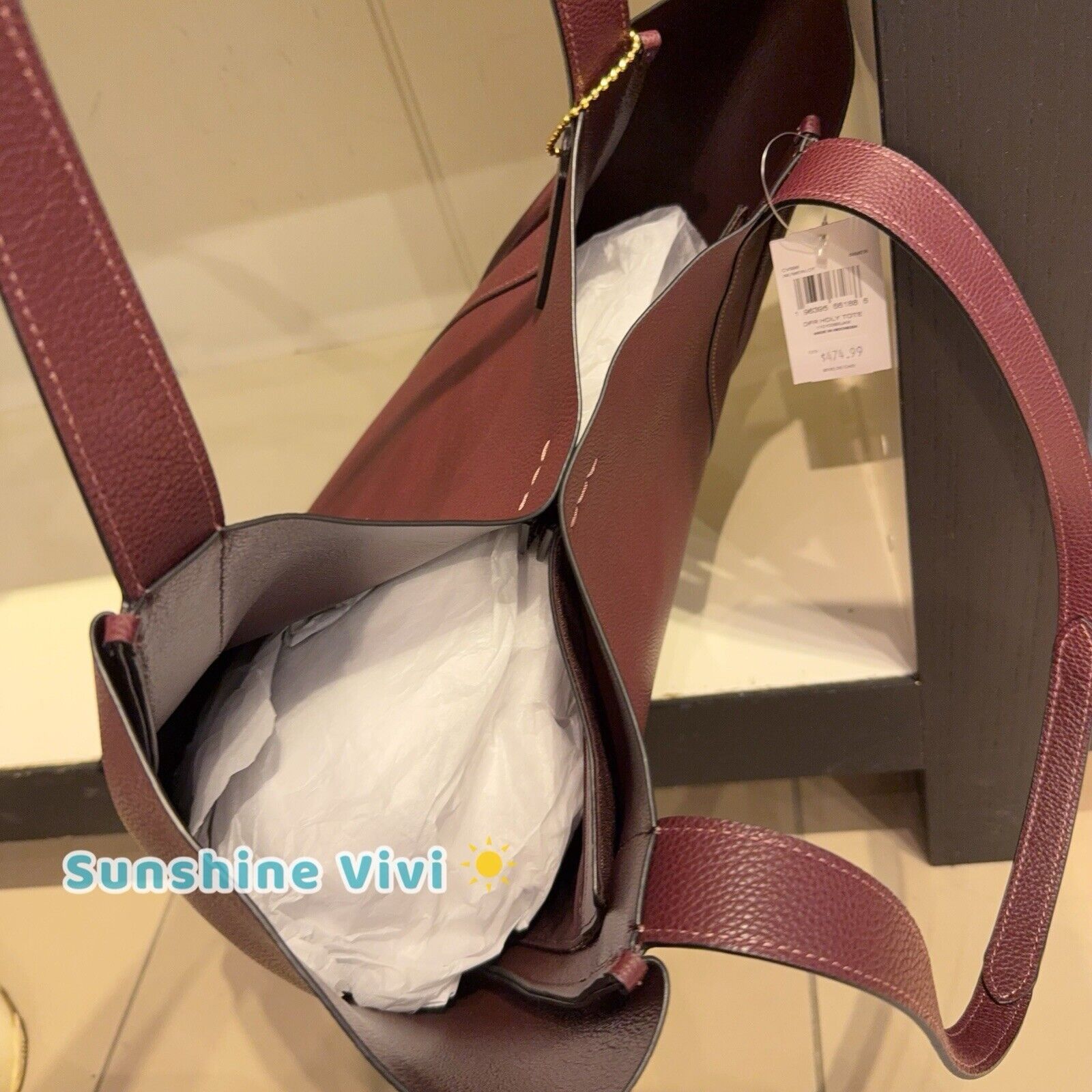 Coach NWT COACH Hadley Tote Bag CV996 Pebbled Leather/Gold/Merlot Size ONE SIZE - 5 Thumbnail