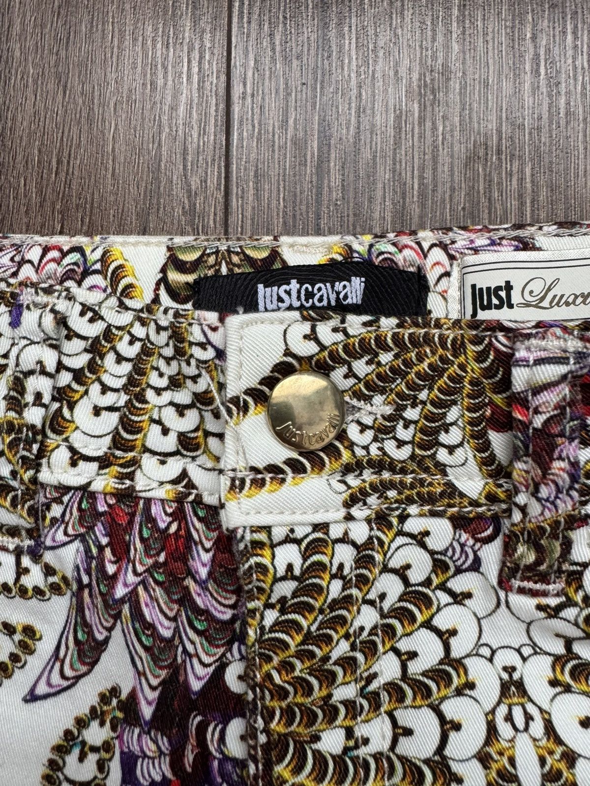 Just Cavalli RRP$490 Just Cavalli Women's Beige full Print Straight Pants Size 26 Size 26" / US 2 / IT 38 - 4 Thumbnail