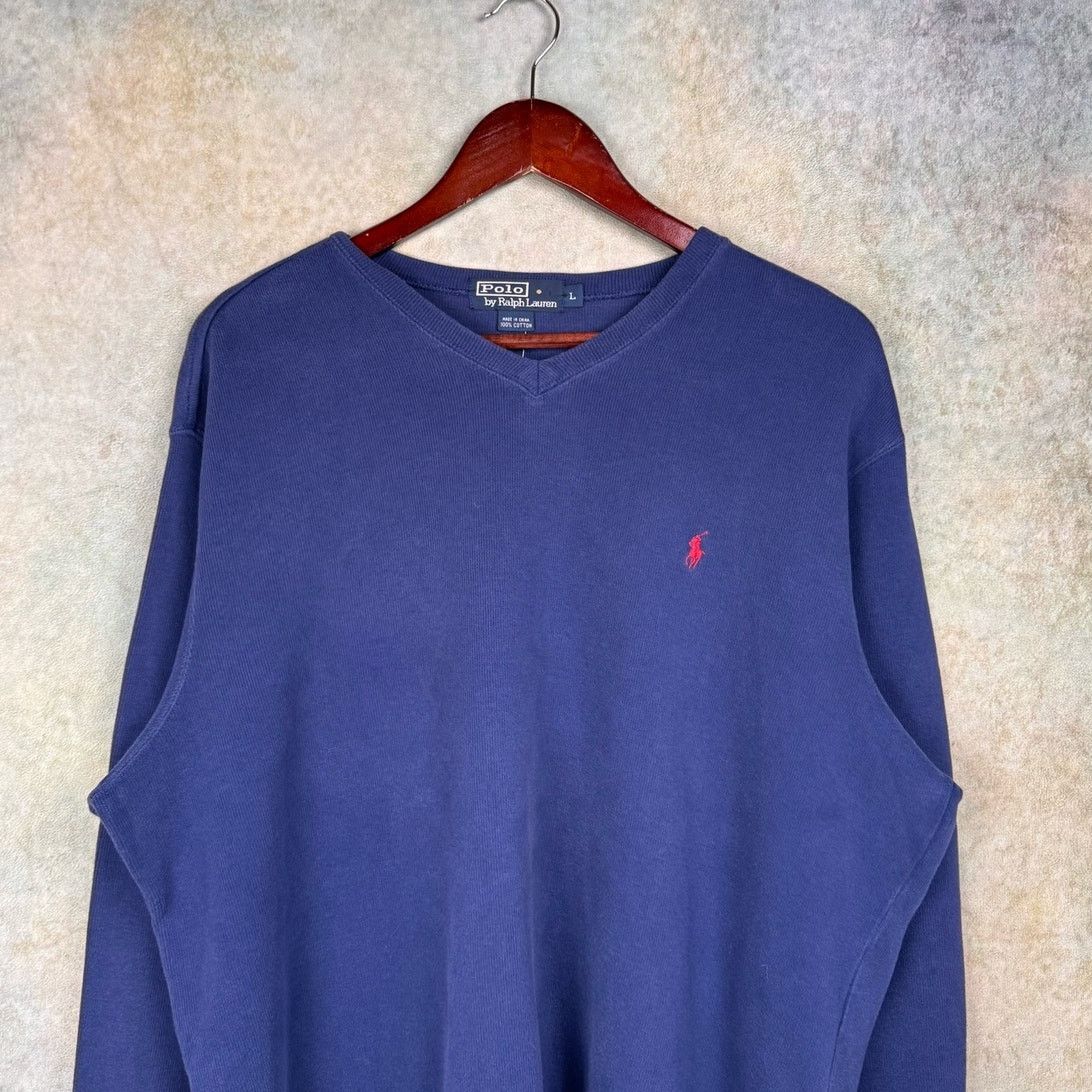Polo Ralph Lauren × Vintage VTG 90s Polo Ralph Lauren Knit Sweater Sz L Navy Blue Size US L / EU 52-54 / 3 - 2 Thumbnail