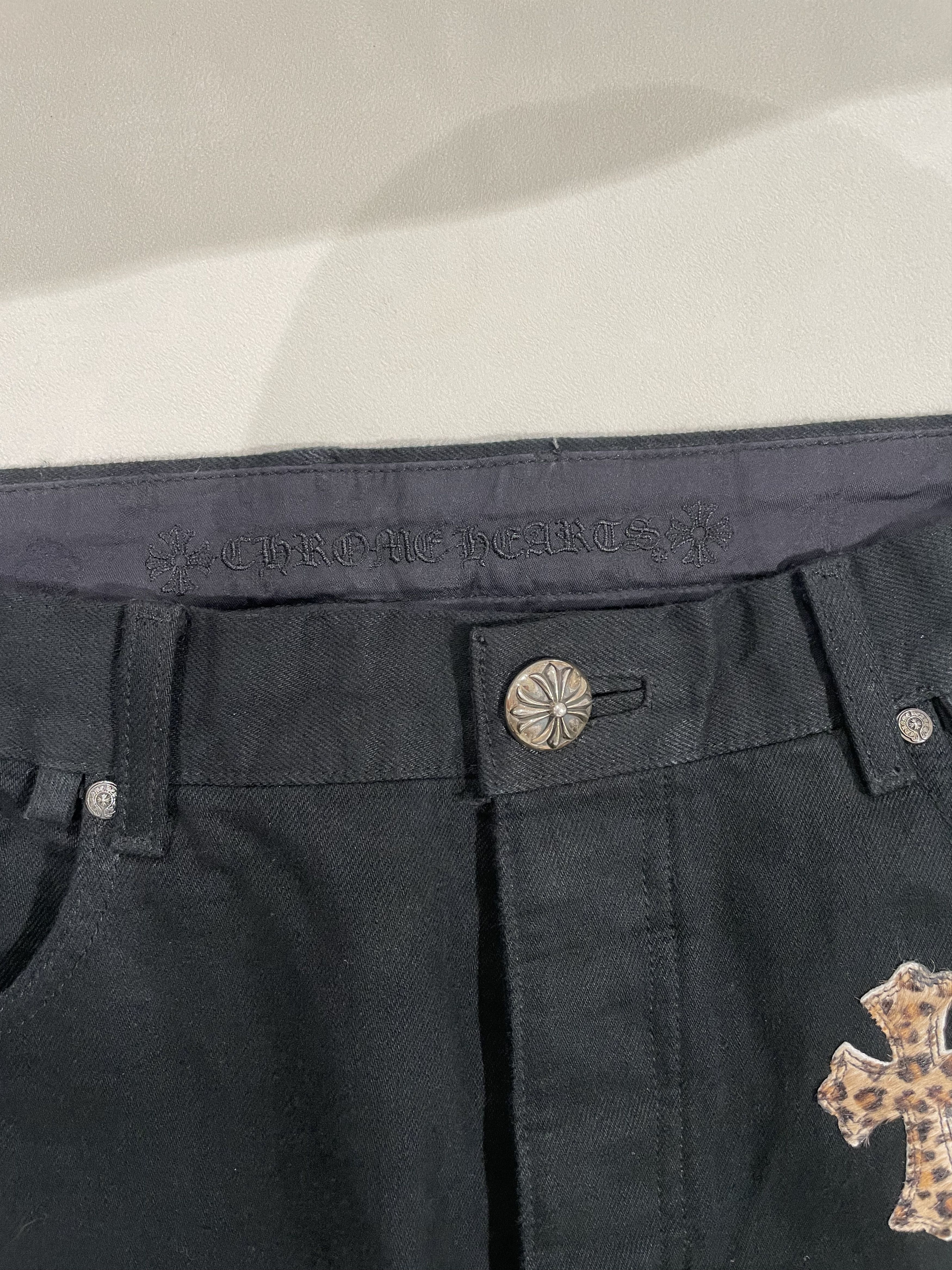 Chrome Hearts Chrome Hearts Leopard Green Cross Leather Patch Jeans Size US 38 / EU 54 - 5 Thumbnail