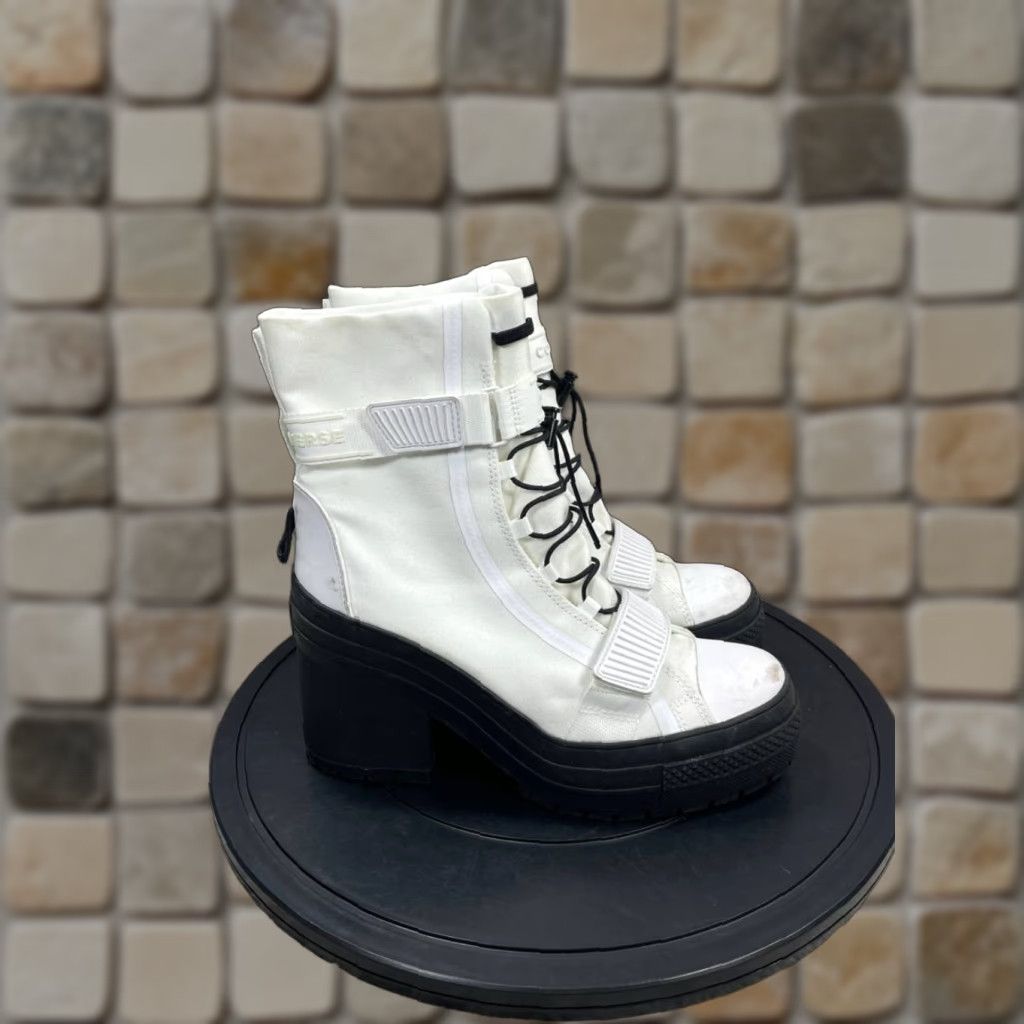 Converse Boots Womens 9.5 Chuck Taylor All Star Gr 82 White Ankle Platform Shoe