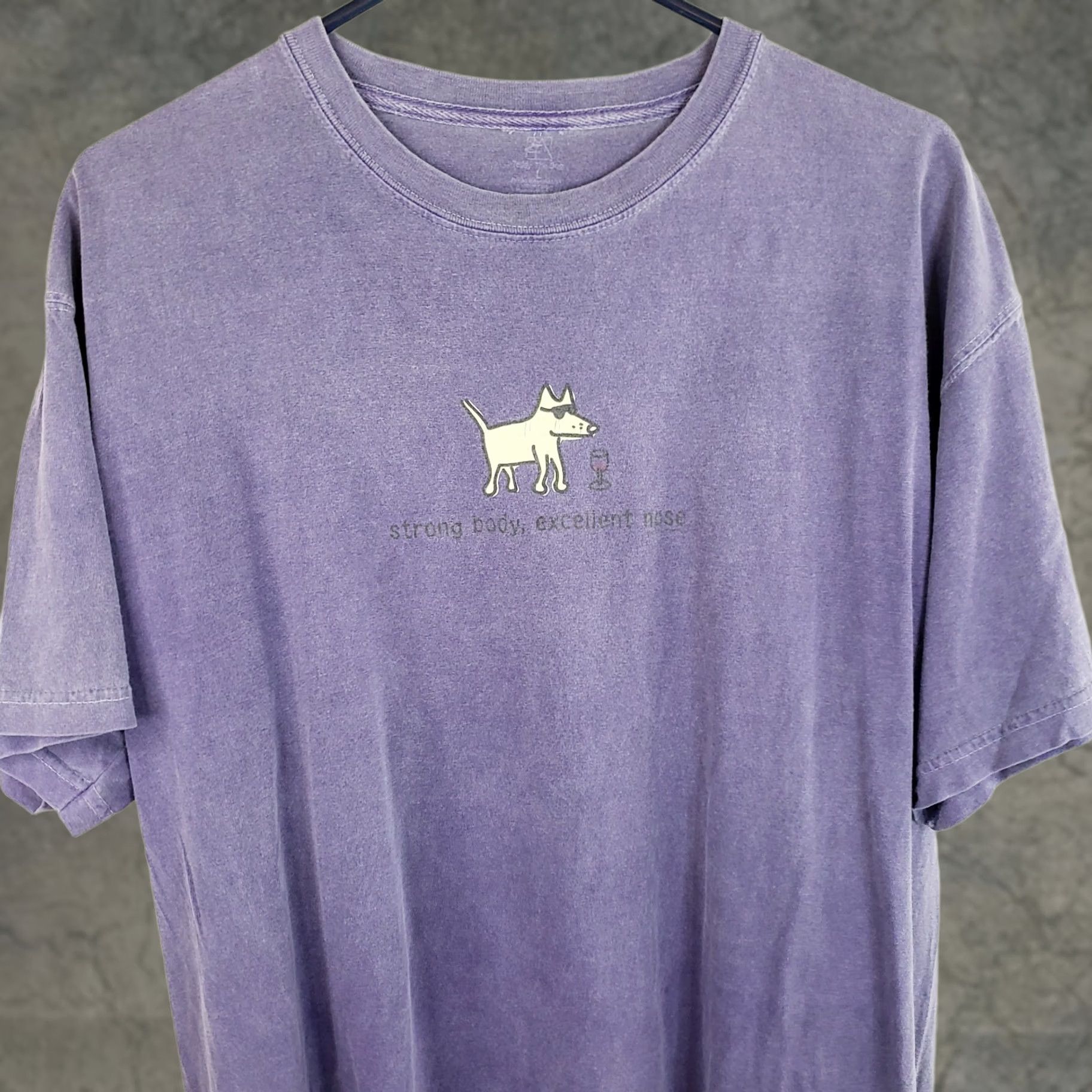 Vintage Teddy the Dog T-Shirt Unisex Classic Tee Blue Short Sleeve Crew Neck 100% Cotton XS-XL Graphic Print Cartoon Dogs Excellent Nose Wine Size US L / EU 52-54 / 3 - 1 Thumbnail