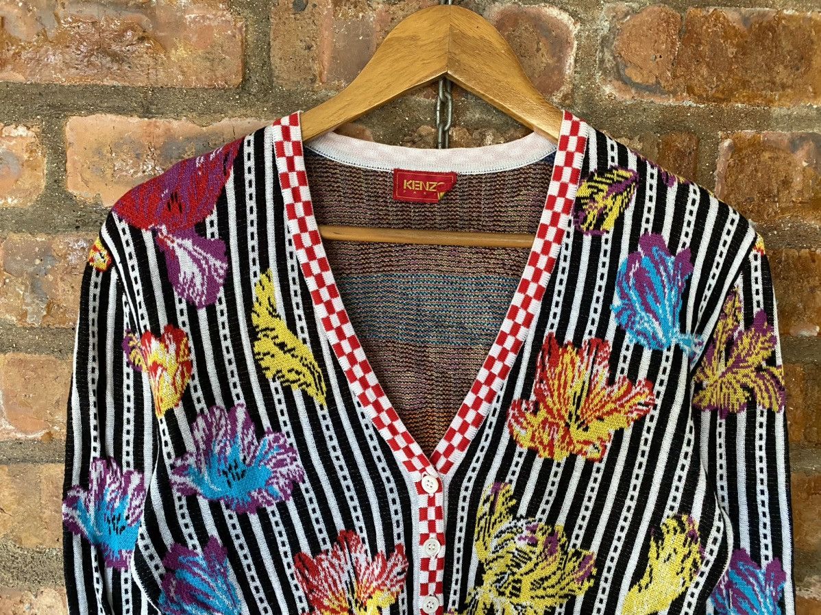 Kenzo 90s KENZO Jacquard intarsia floral checked multibutton Size S / US 4 / IT 40 - 3 Thumbnail