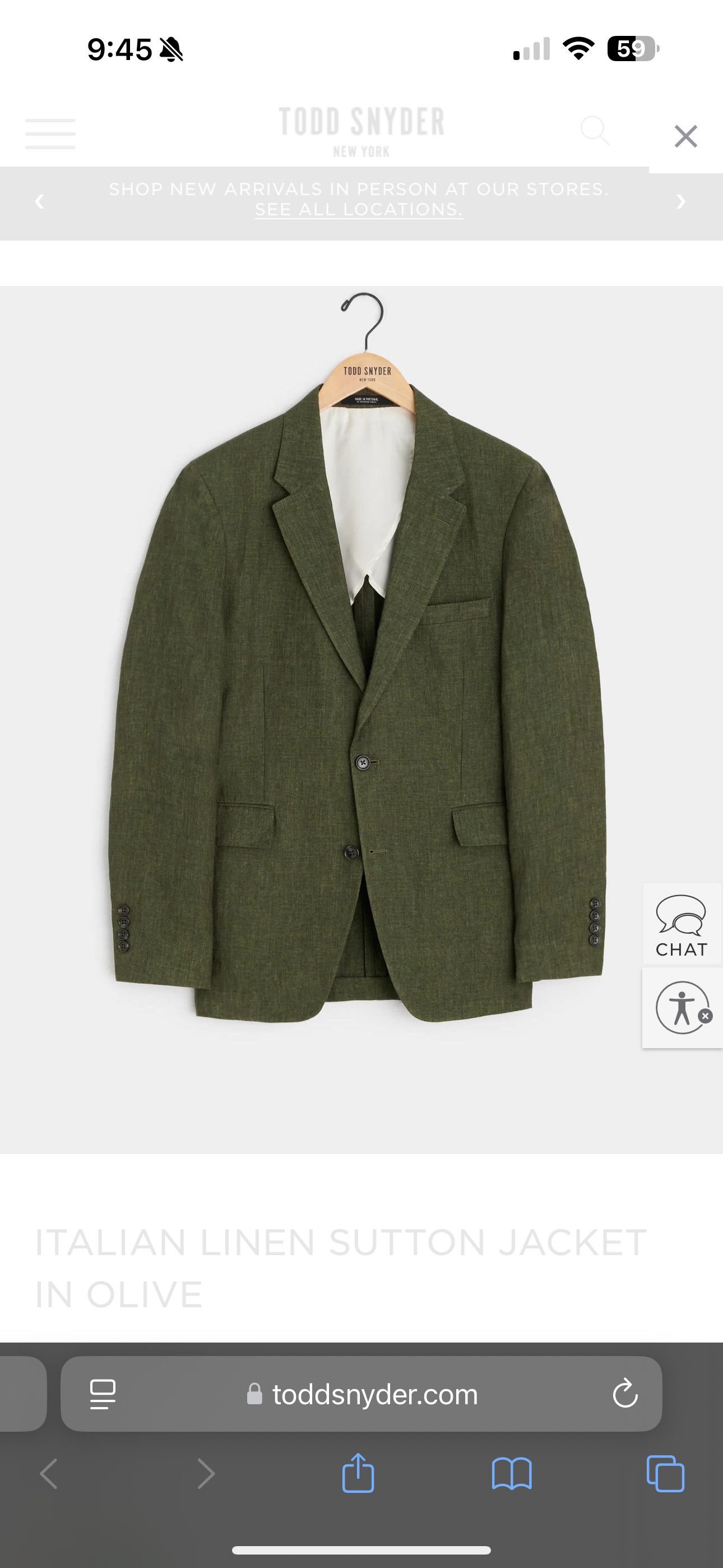 ITALIAN LINEN SUTTON JACKET IN OLIVE