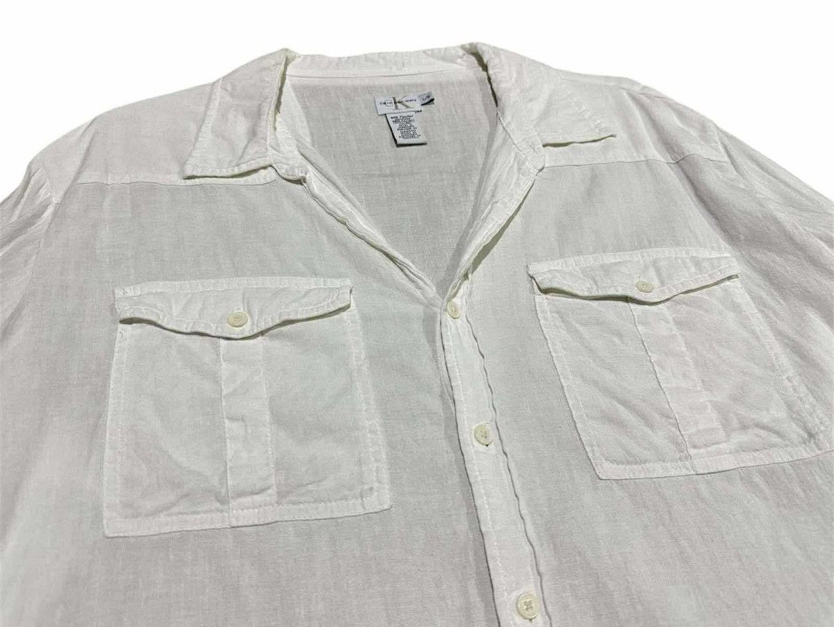 Calvin Klein 🔥Vintage Calvin Klein Linen Shirt Oversized Double Pockets Size US L / EU 52-54 / 3 - 2 Thumbnail
