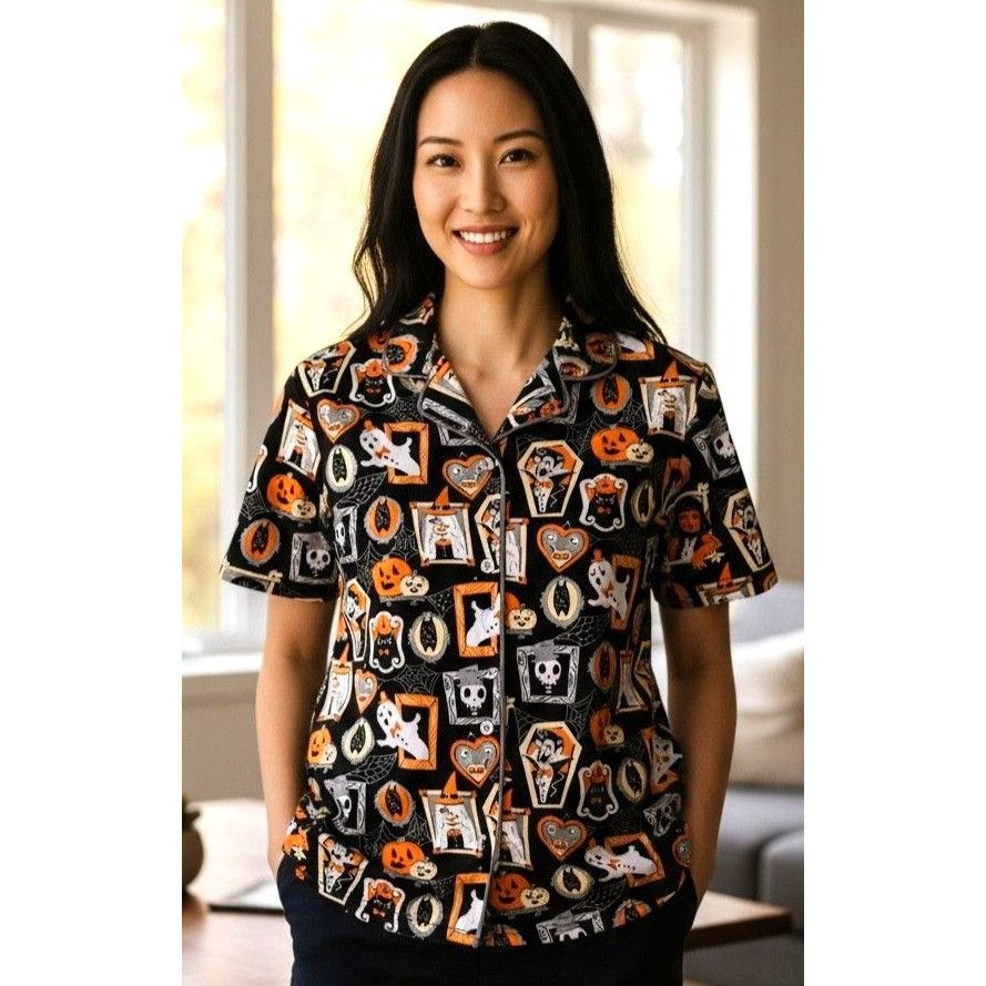 Other Munki Munki Halloween Pajama Top Large Short Sleeves Button Size L / US 10 / IT 46 - 2 Thumbnail