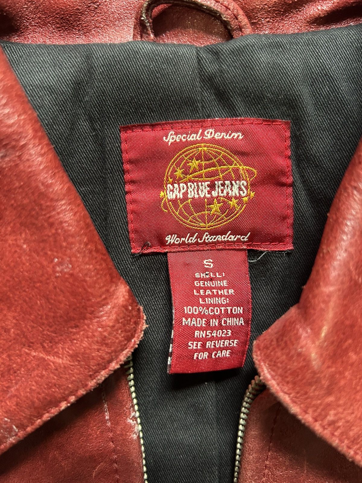 Gap Vintage Gap Blue Jeans Red Leather Jacket Size US S / EU 44-46 / 1 - 6 Thumbnail