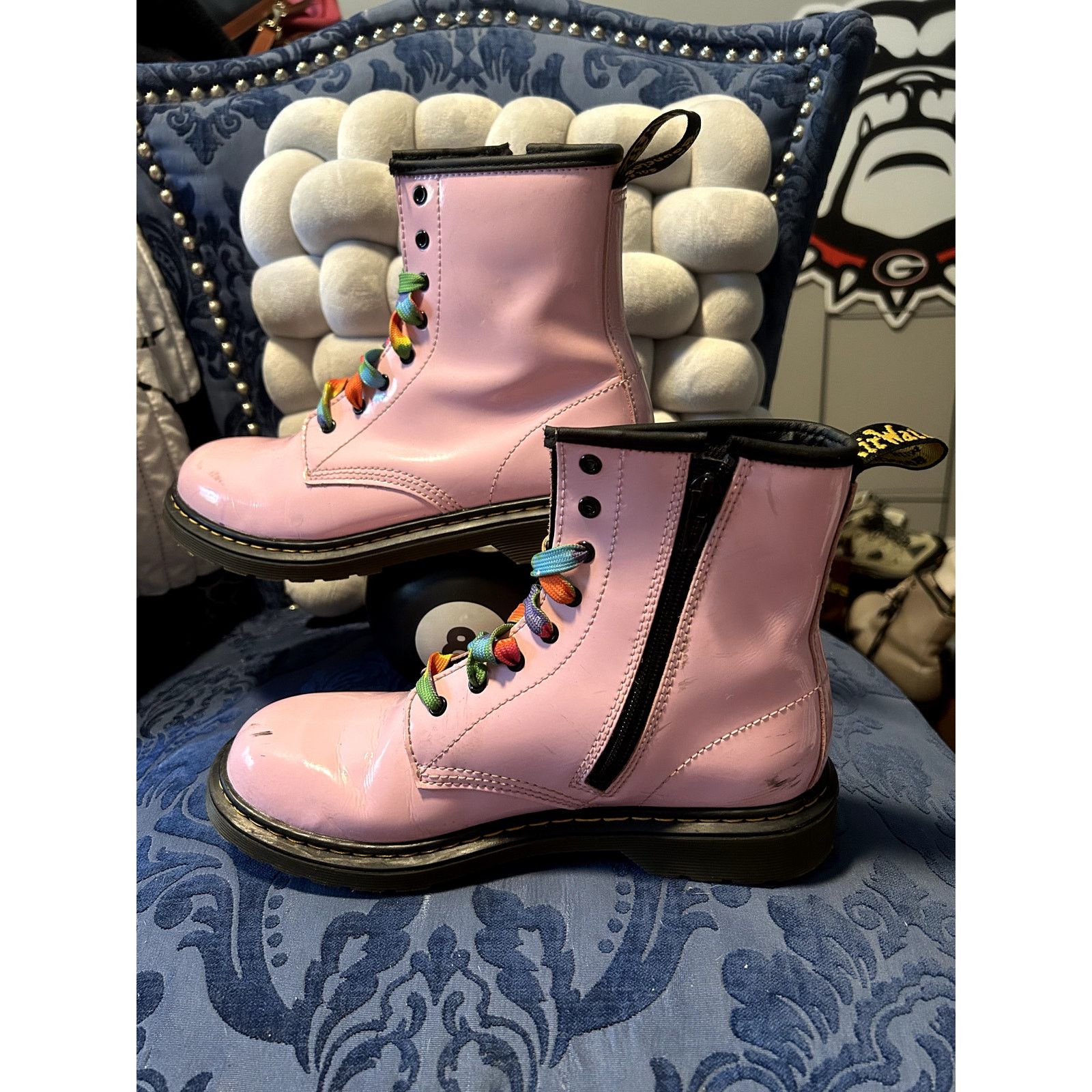 Dr. Martens Dr Martens Pink Patent Leather Rainbow Laces size 7/EU 38 Size US 7 / IT 37 - 2 Thumbnail