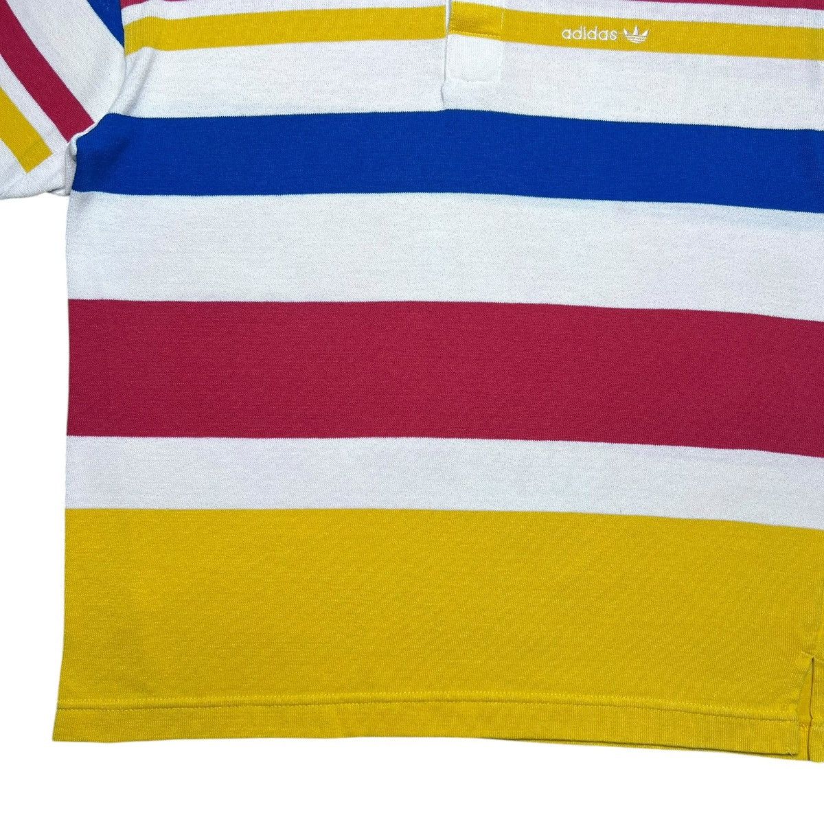 Adidas Vtg 1990s Adidas Striped Collar Polo Rugby Long Sleeve Shirt Size US L / EU 52-54 / 3 - 8 Thumbnail