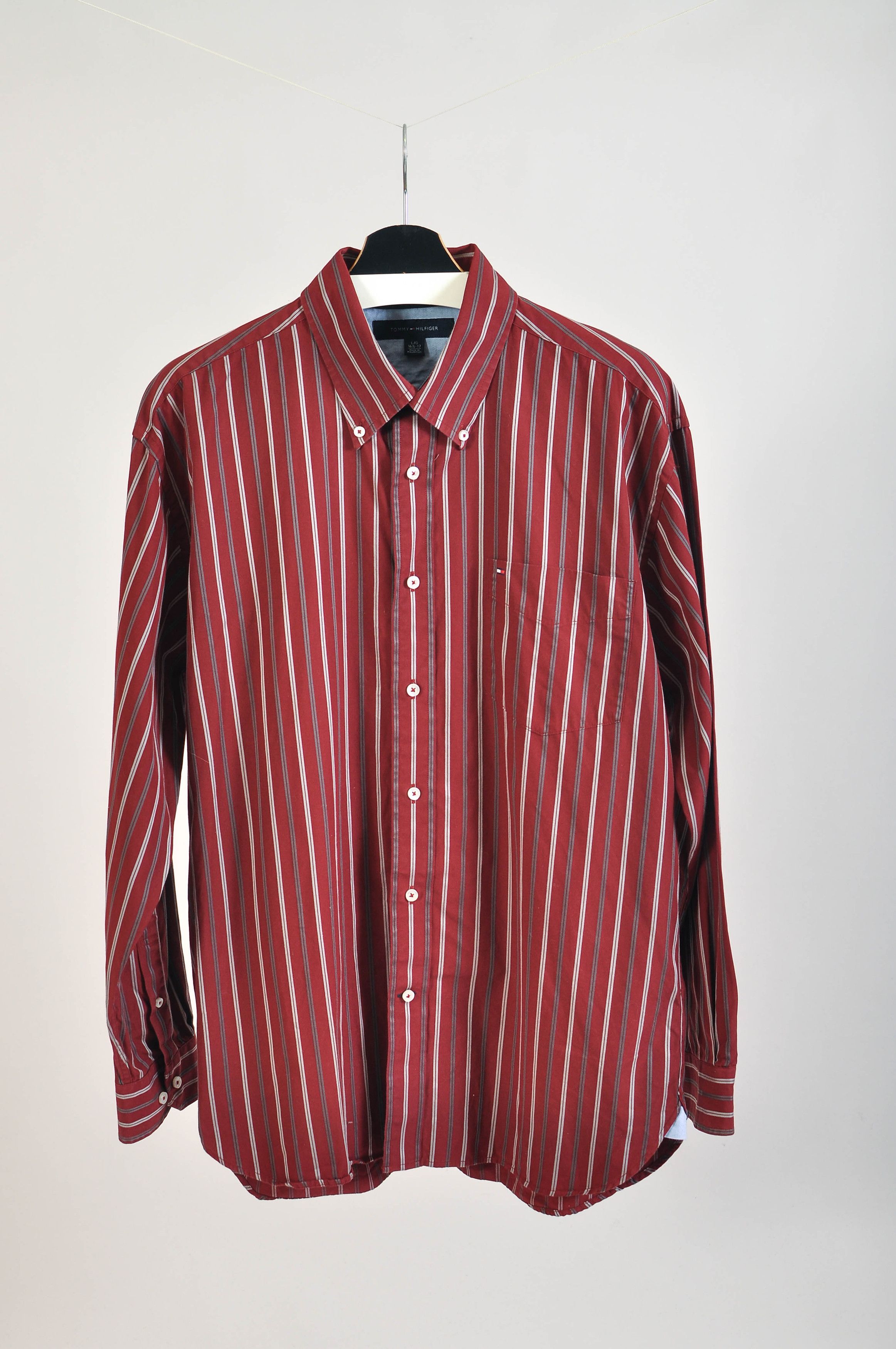 Tommy Hilfiger Tommy Hilfiger maroon striped shirt Size US L / EU 52-54 / 3 - 1 Thumbnail