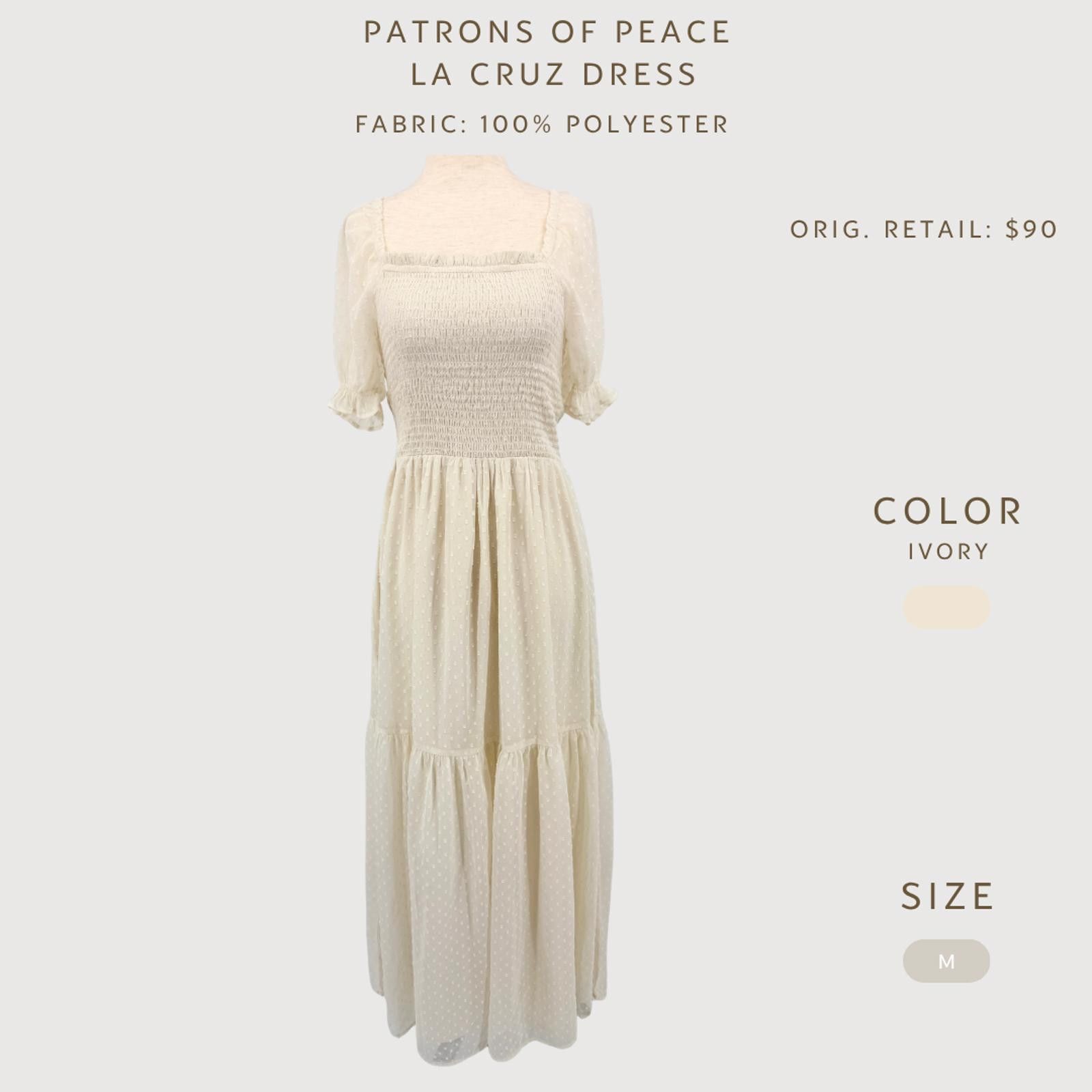 Other Patrons of Peace Smocked Maxi Dress Ivory Cottagecore M Size M / US 6-8 / IT 42-44 - 2 Thumbnail