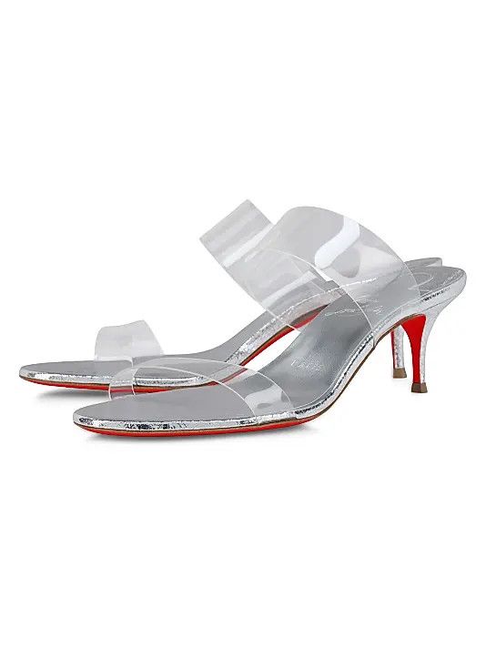 Christian Louboutin os11x0126 Just Nothing 55mm Leather Sandals Heels in Silver Size US 11 / IT 41 - 2 Thumbnail