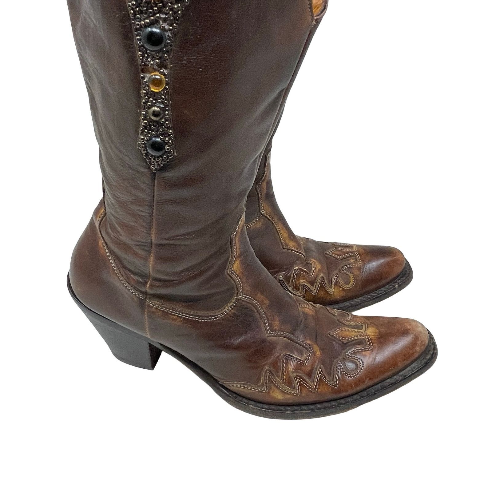 Other Fauzian Jeunesse vintage western cowboy gem stone boots Size US 8 / IT 38 - 2 Thumbnail