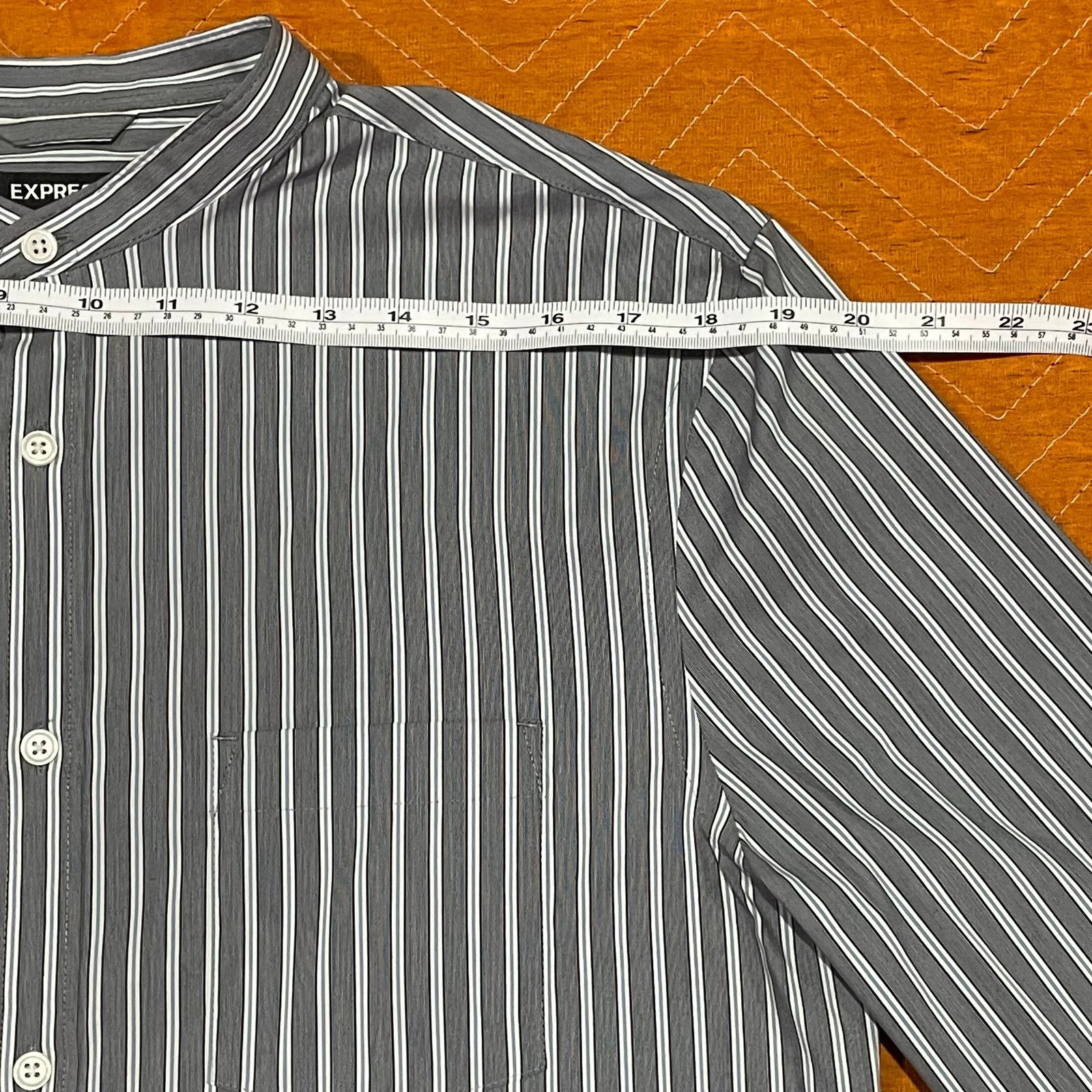 Express Express: Stripped Band Collar Shirt Size US M / EU 48-50 / 2 - 5 Thumbnail