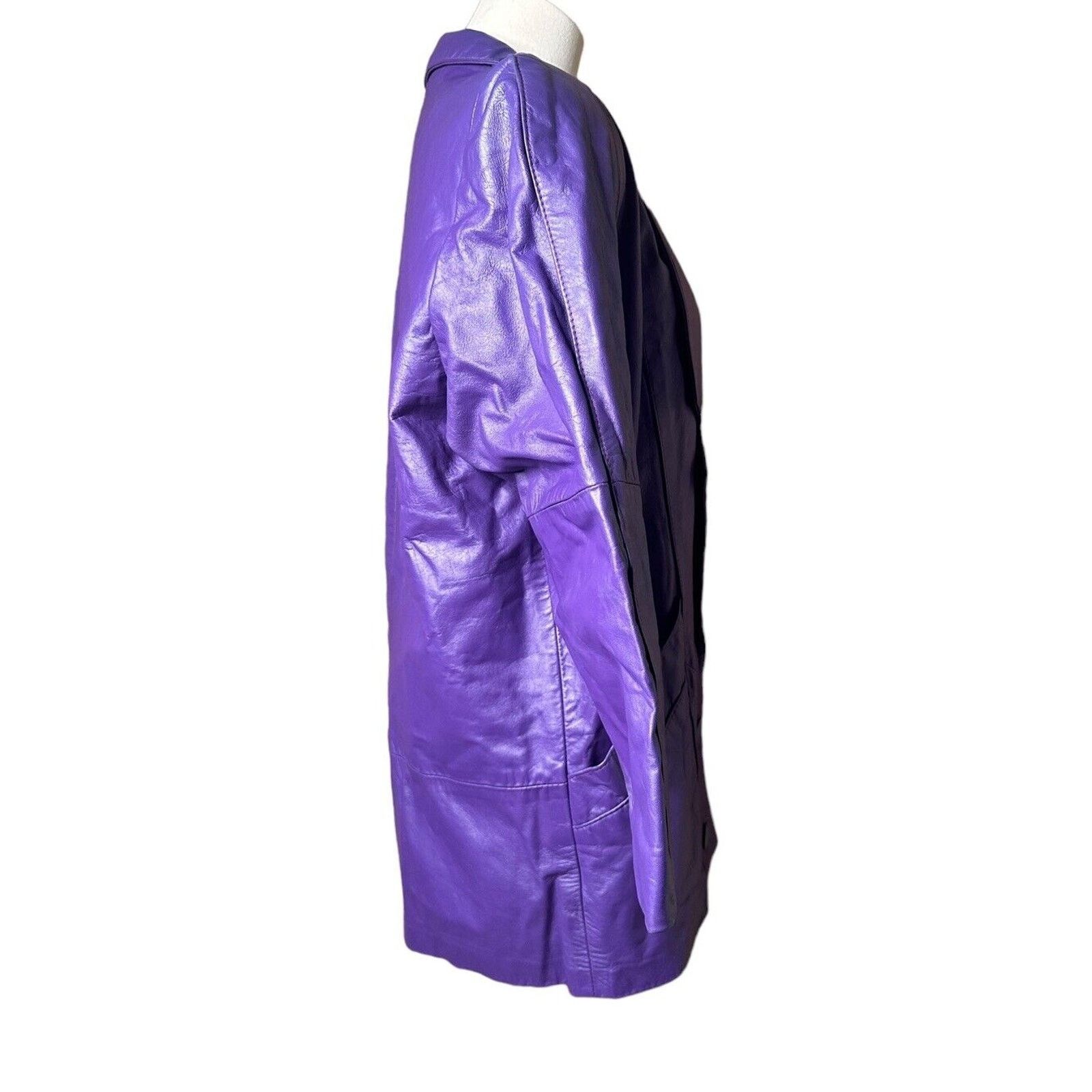 Other Vtg 90s Outerwear by Pheonix Purple Leather Jacket Coat SP Size S / US 4 / IT 40 - 6 Thumbnail