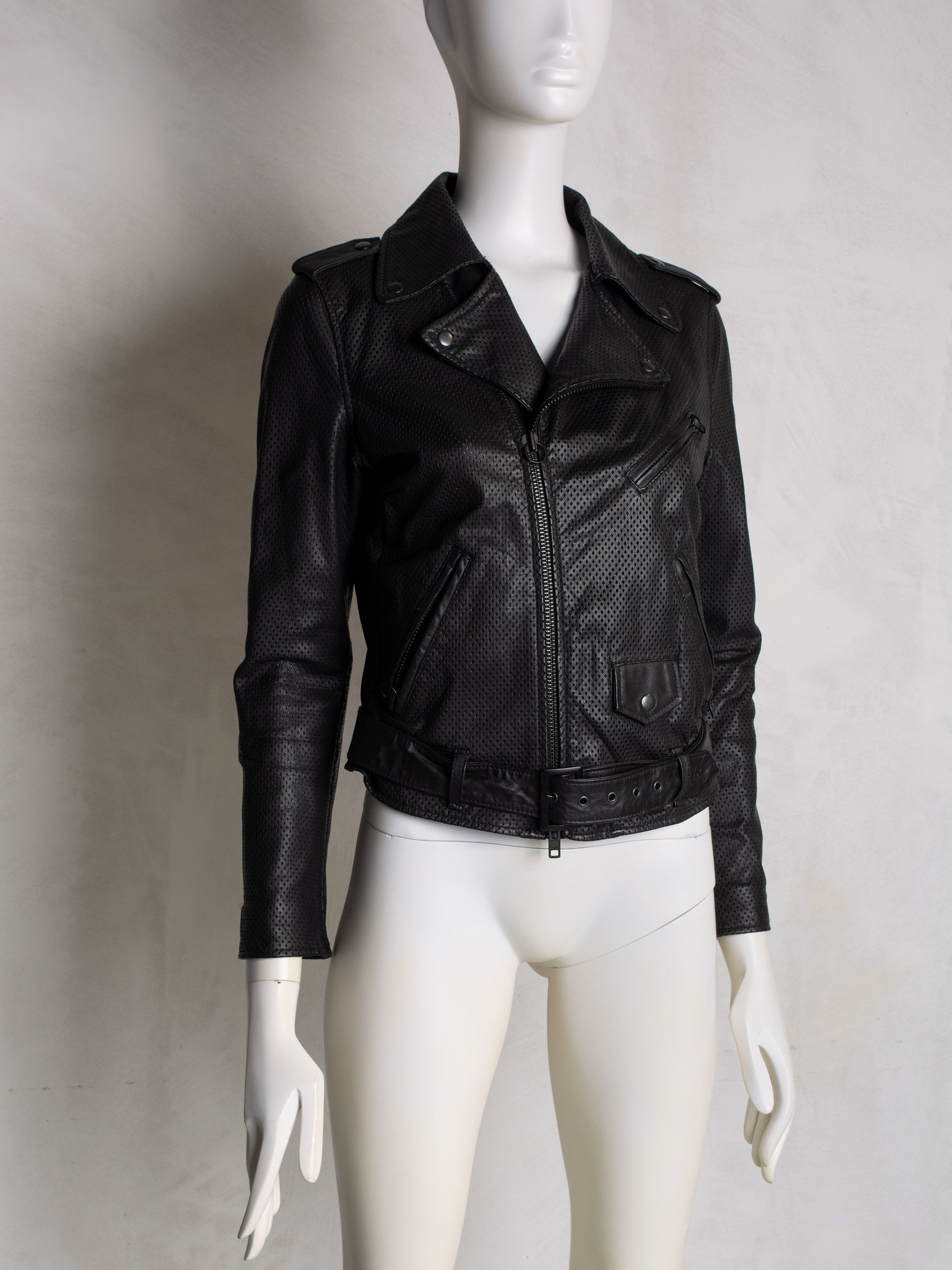 Y-3 Y-3 - A/W 2013 - women's perforated leather biker jacket Size L / US 10 / IT 46 - 3 Thumbnail