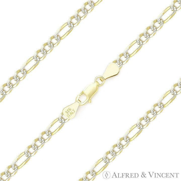 Other Figaro Pave Link 925 Sterling Silver 14k Yellow Gold-Plated Size ONE SIZE - 1 Thumbnail
