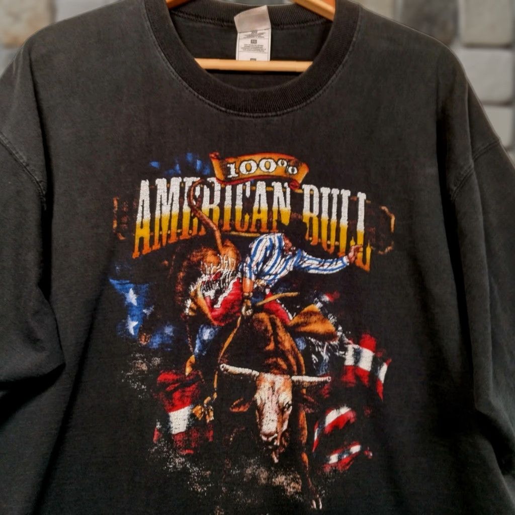 Fruit Of The Loom American Bull Rider Shirt Men XL Black Short Sleeve Rodeo Cowboy Western Size US XL / EU 56 / 4 - 1 Thumbnail