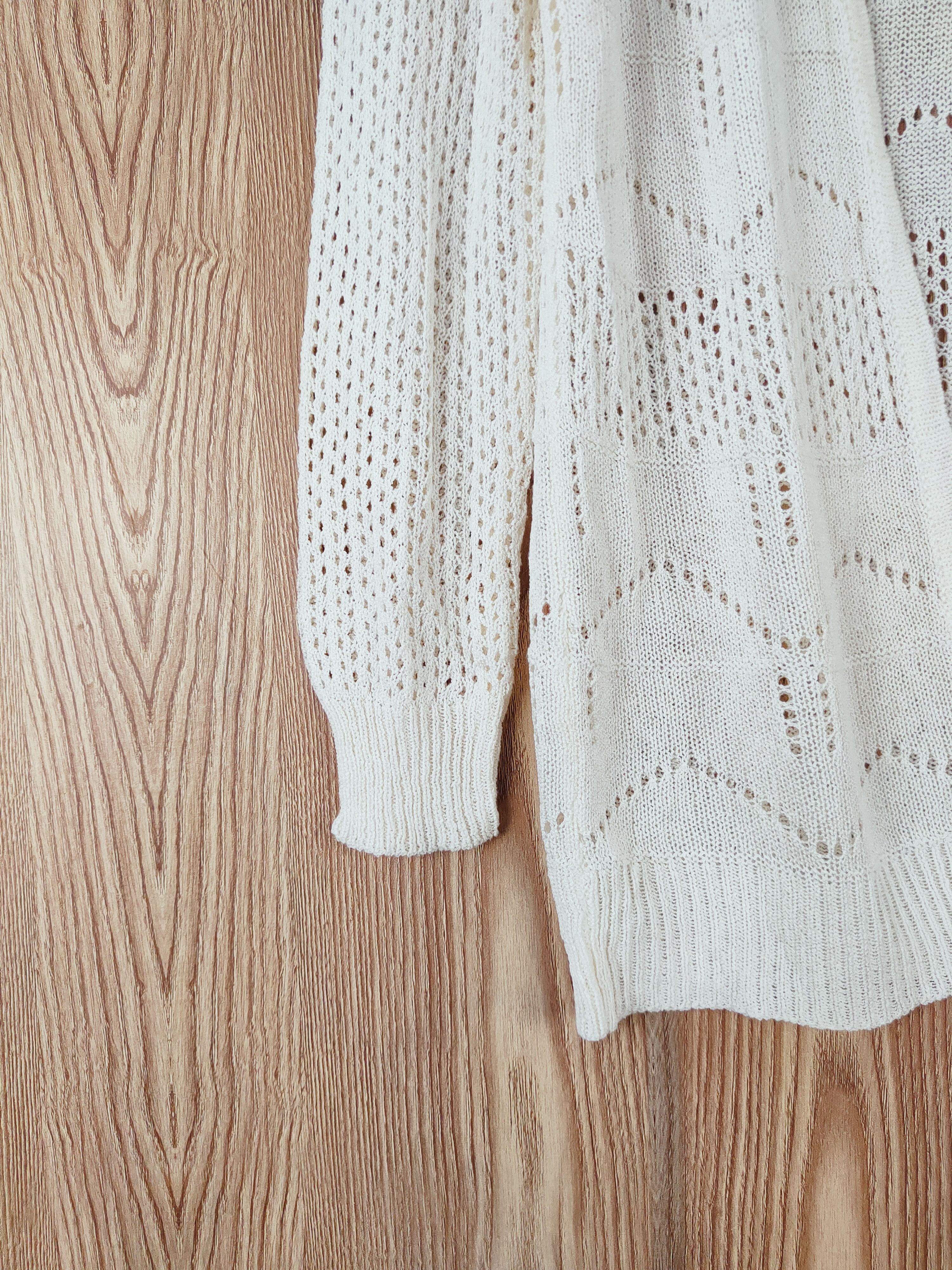 Aran Isles Knitwear × Japanese Brand Naturam Beige Mesh Net Knitwear Cardigan #W481 Size M / US 6-8 / IT 42-44 - 4 Thumbnail