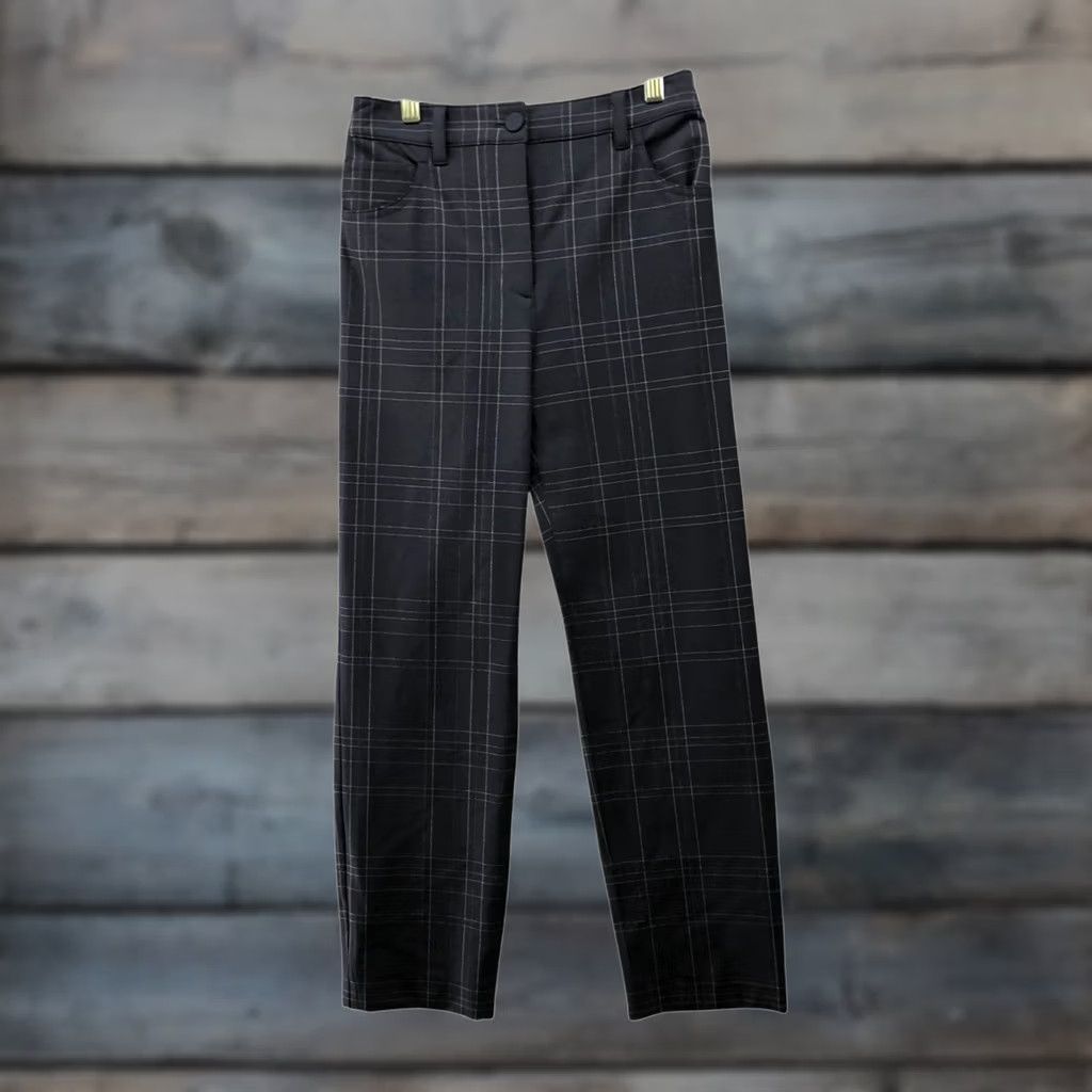 Theory Theory Treeca Dover Tech Pants Womens 4 Navy Blue Plaid Ankle Grid 5 Pocket Straight Slim Zip Front Pockets Navy Blue Grid Plaid Size 27" / US 4 / IT 40 - 1 Thumbnail
