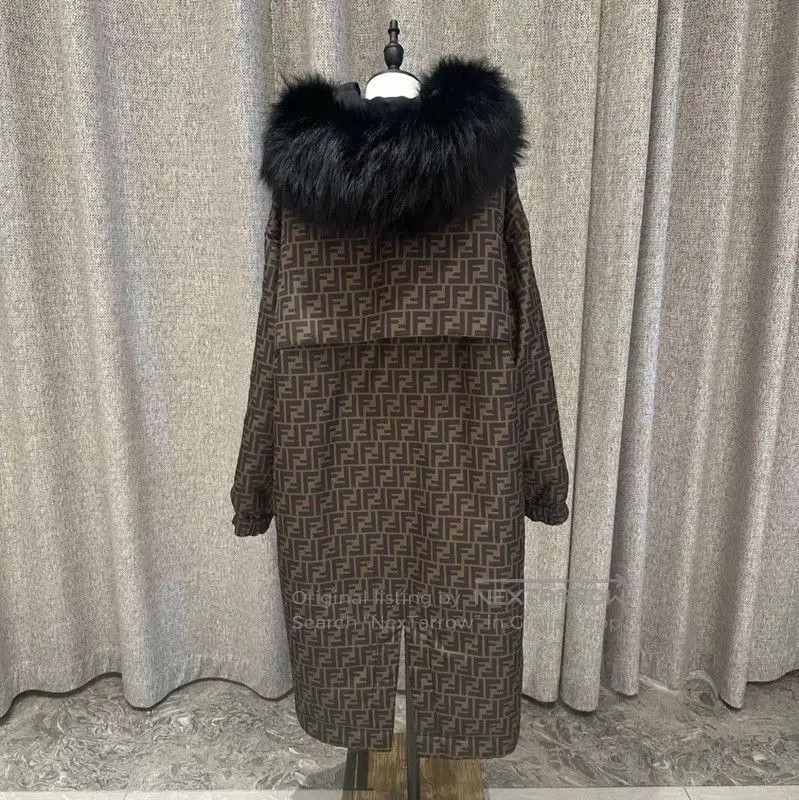 Fendi Fendi Brown Long Coat with Logo Print . Size XS / US 0-2 / IT 36-38 - 2 Thumbnail