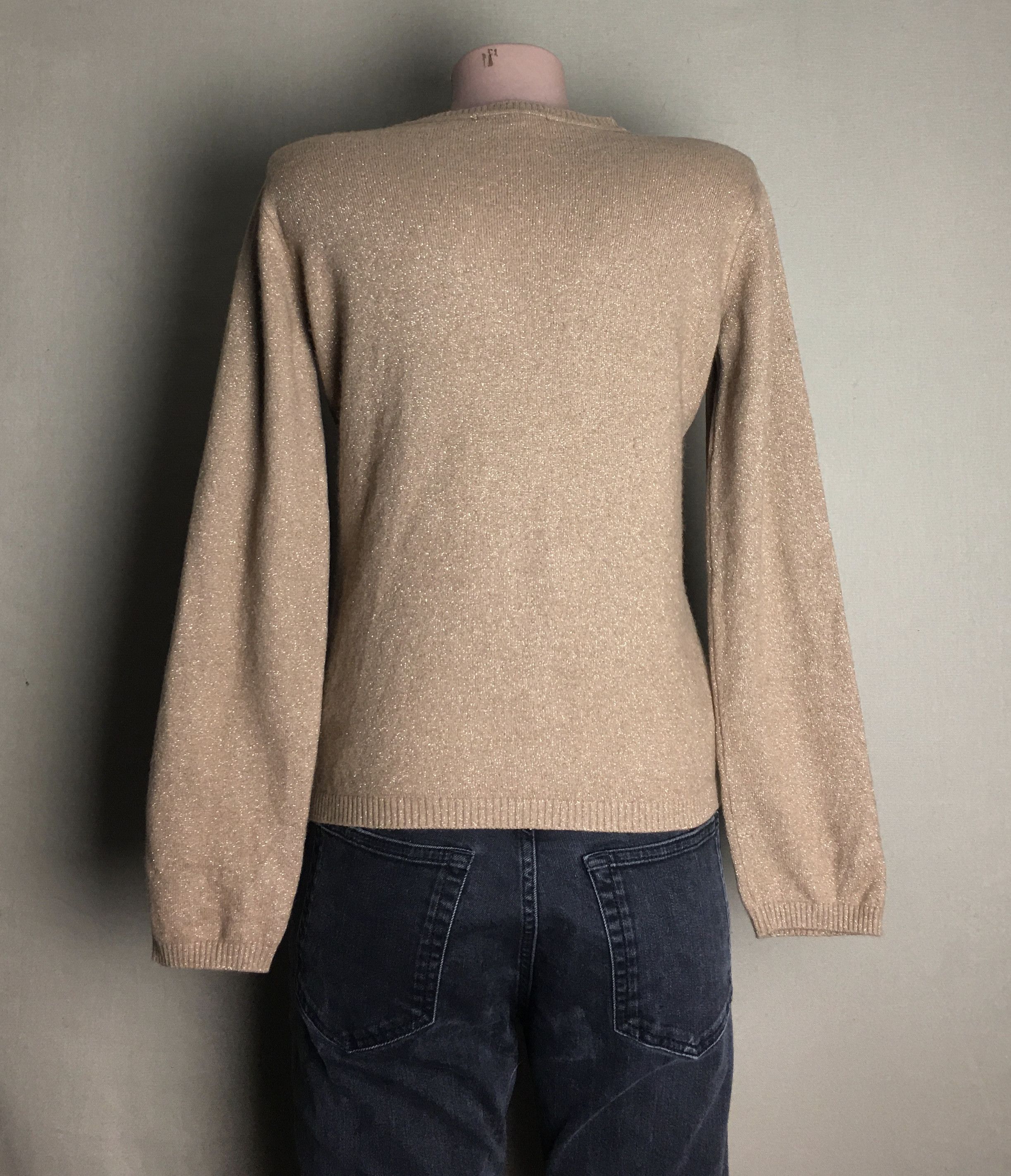 Roberto Cavalli Roberto Cavalli Class Gold V-Neck Sweater Size S / US 4 / IT 40 - 3 Thumbnail