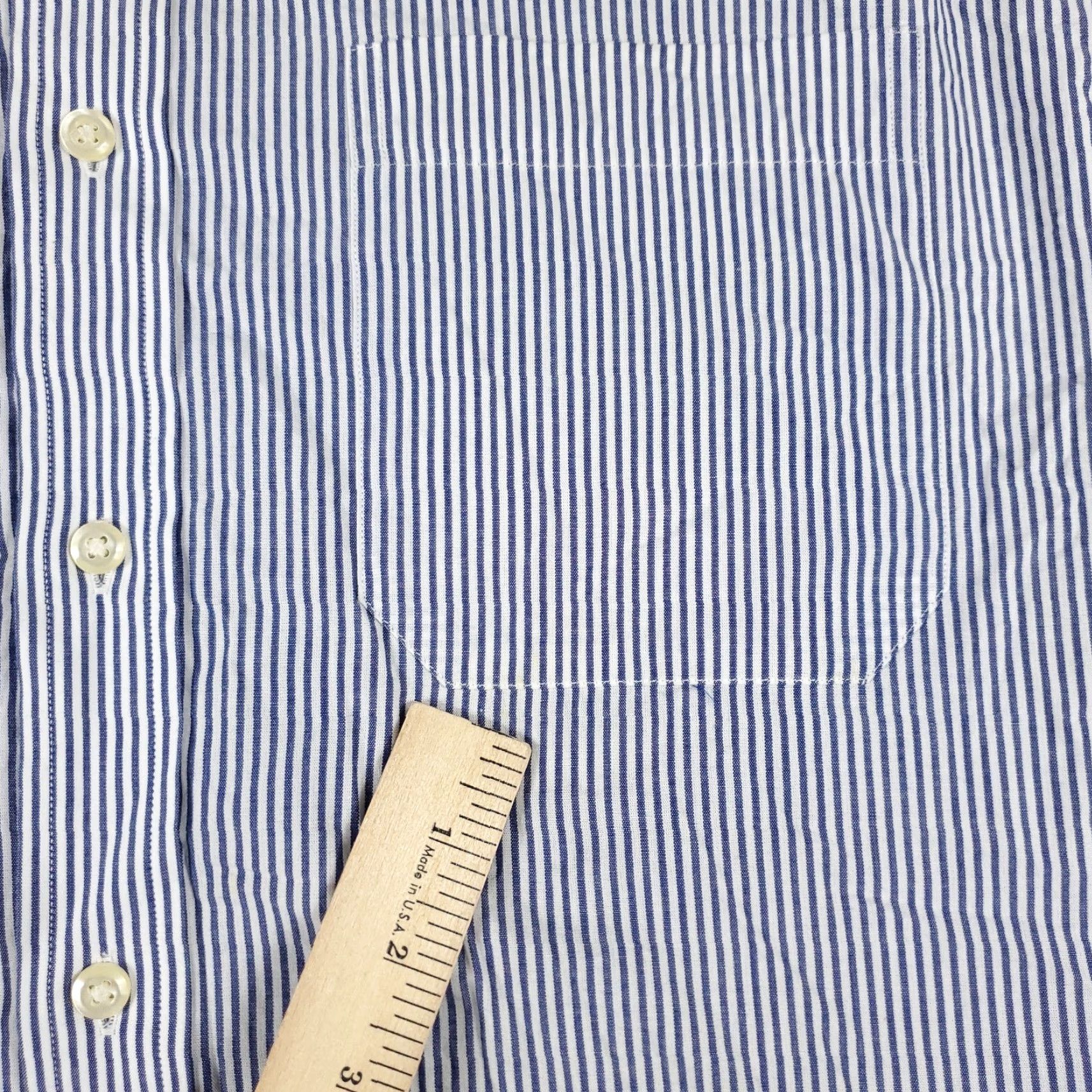 Nautica Nautica Blue White Striped Dress Shirt Mens Regular Size 16.5 Long Sleeve Button Up Classic Size 42R - 4 Thumbnail