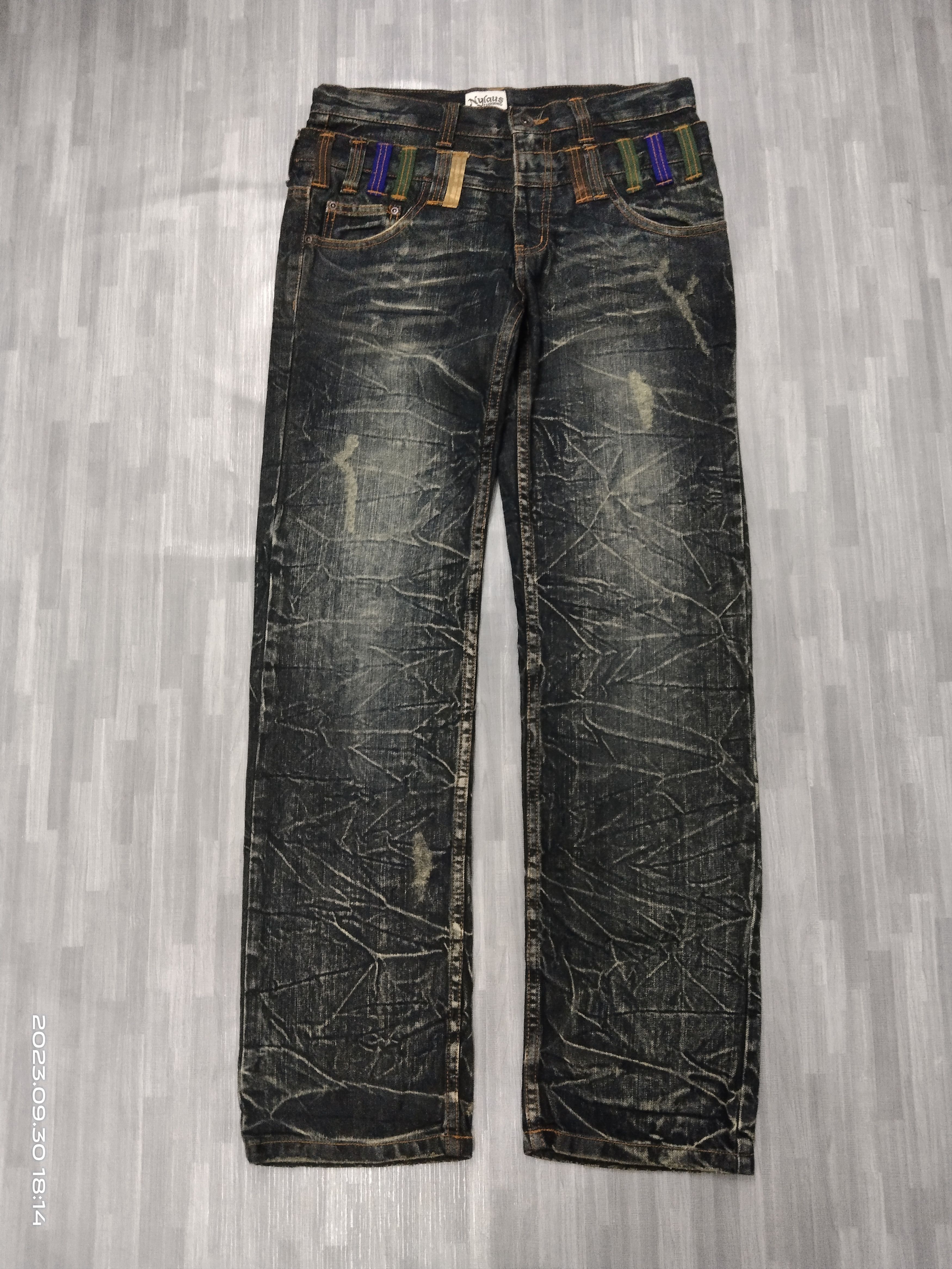 Japanese Brand DOUBLE WAIST SICK RUSTY NYLAUS DENIM PANTS Size US 31 - 2 Thumbnail