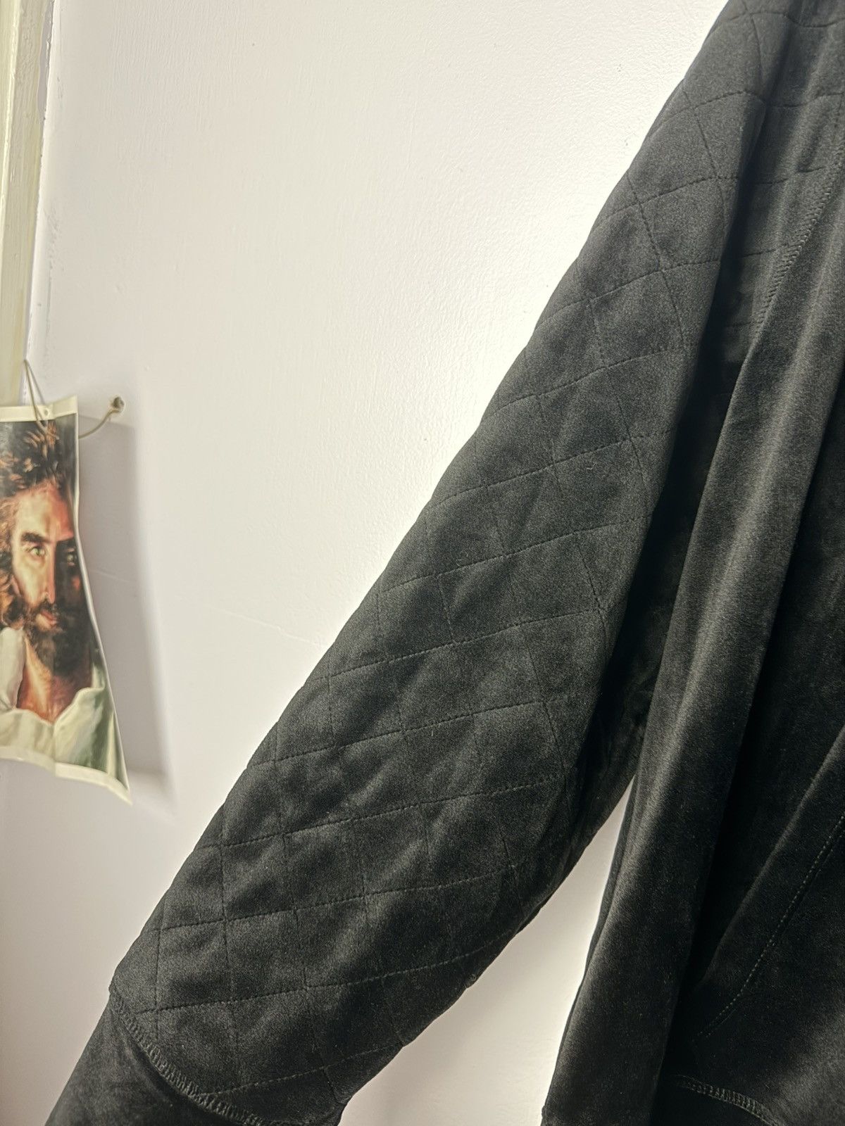 Vintage Velvet Quilted Silver Zip Up Luxury Black Velour Pull Over Size US XL / EU 56 / 4 - 3 Thumbnail