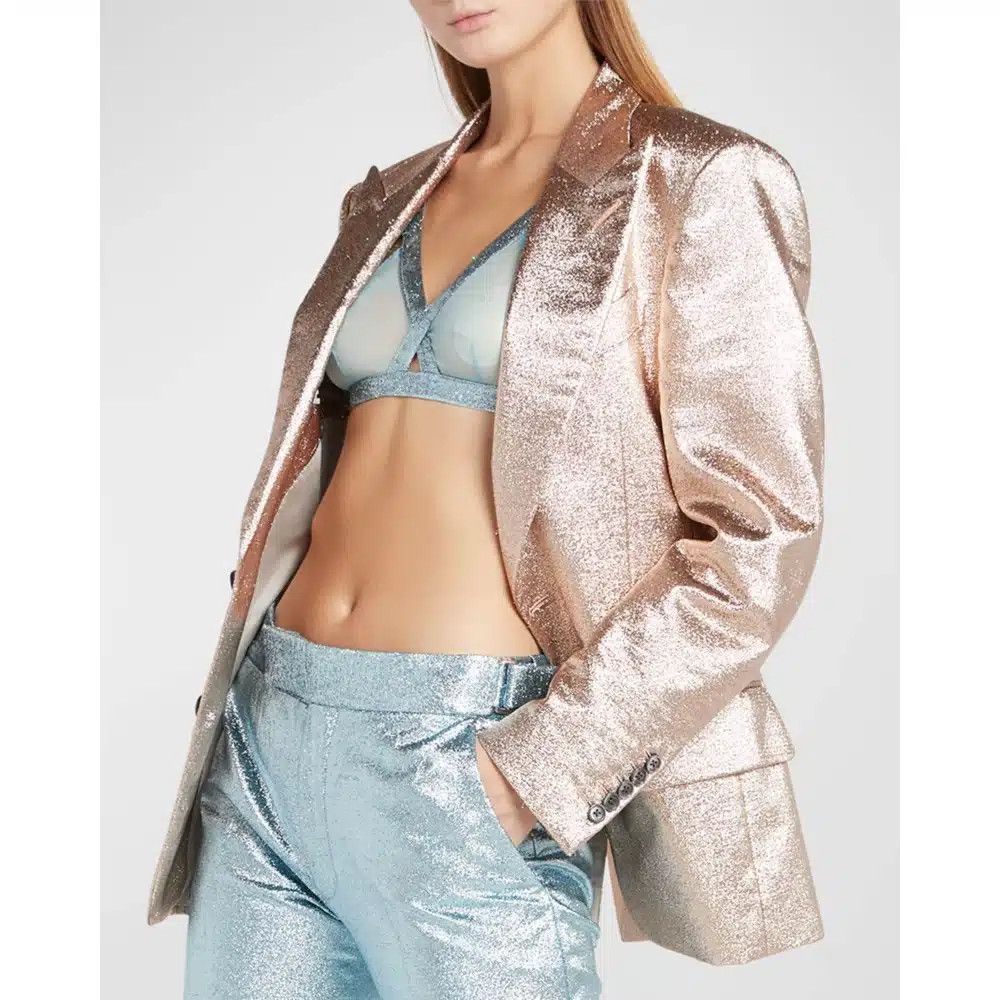 Tom Ford o1loc1c0825 GI2945 Iridescent Sable Tailored Jacket in Pink Size S / US 4 / IT 40 - 3 Thumbnail