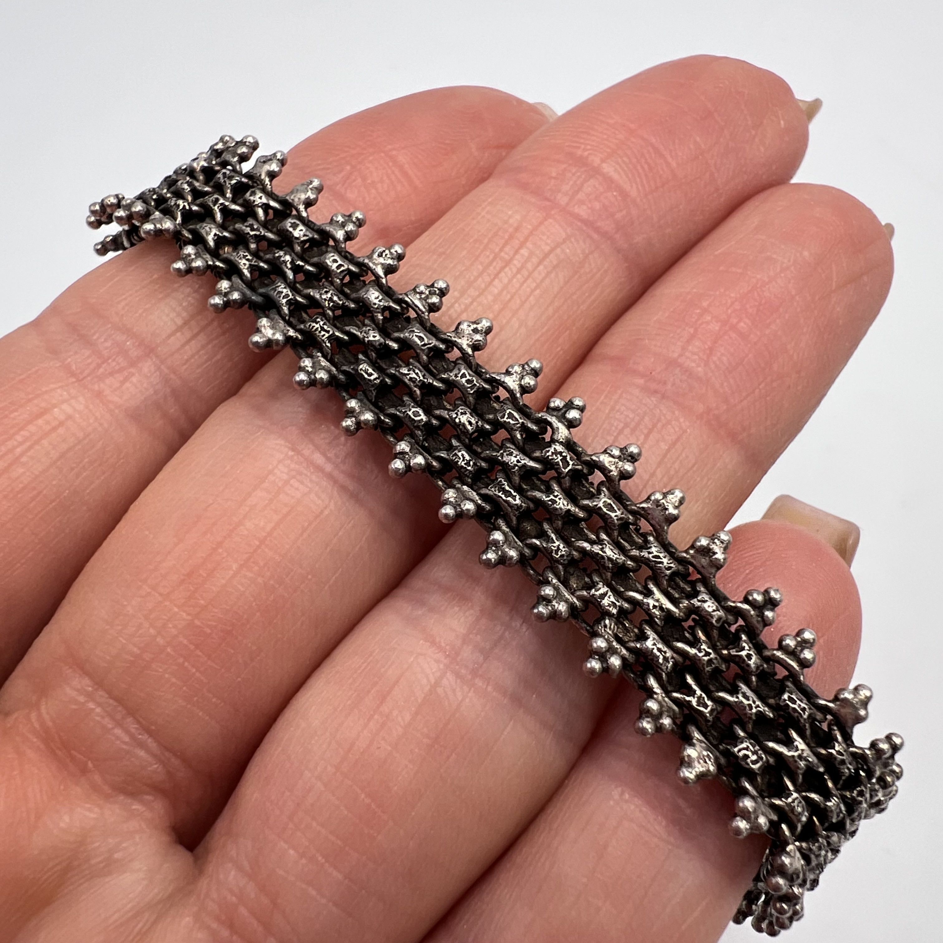 Sterling Silver Vintage Bracelet Chain Black Sterling Silver 925 Jewelry Size ONE SIZE - 4 Thumbnail