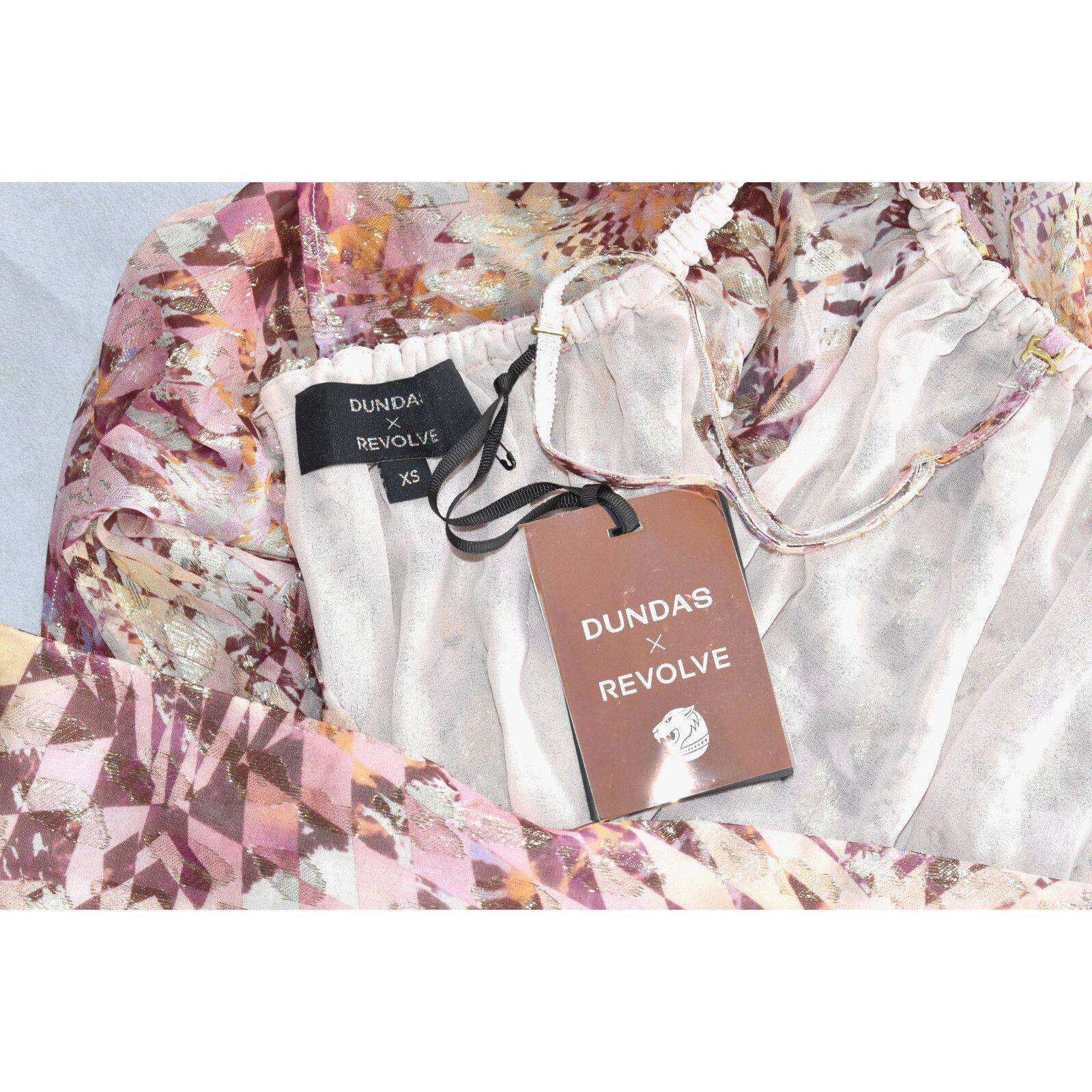 REVOLVE NWT DUNDAS X REVOLVE Silk Metallic Waist Belt Maxi Dress XS Size XS / US 0-2 / IT 36-38 - 5 Thumbnail