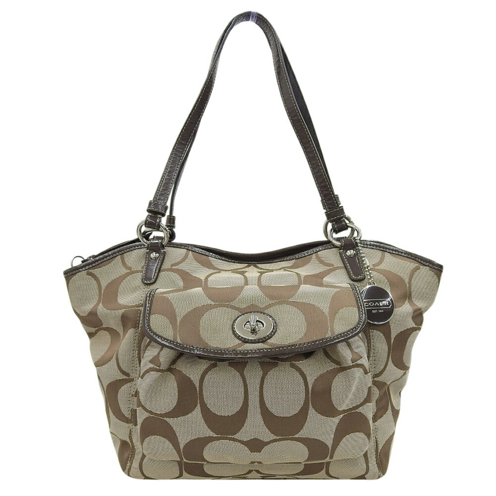 Coach Coach Signature Handbag F14659 Tote Bag Canvas Beige x Brown Size ONE SIZE - 1 Thumbnail