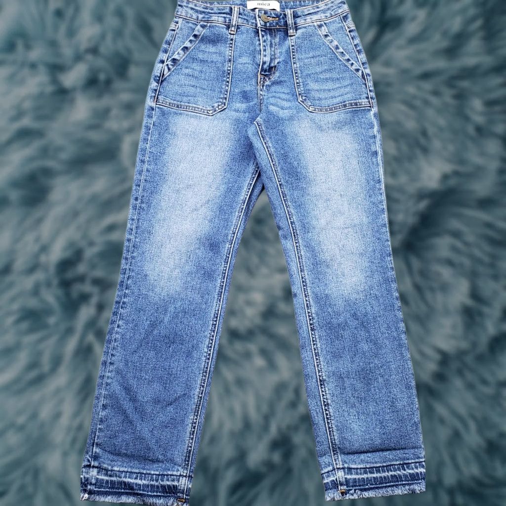 Vintage Mica Jeans Womens Size 24 Blue Flat Front High Waisted Straight Leg Denim 5-Pocket Clothing Womens Jeans Size 42" / US 20 - 1 Thumbnail