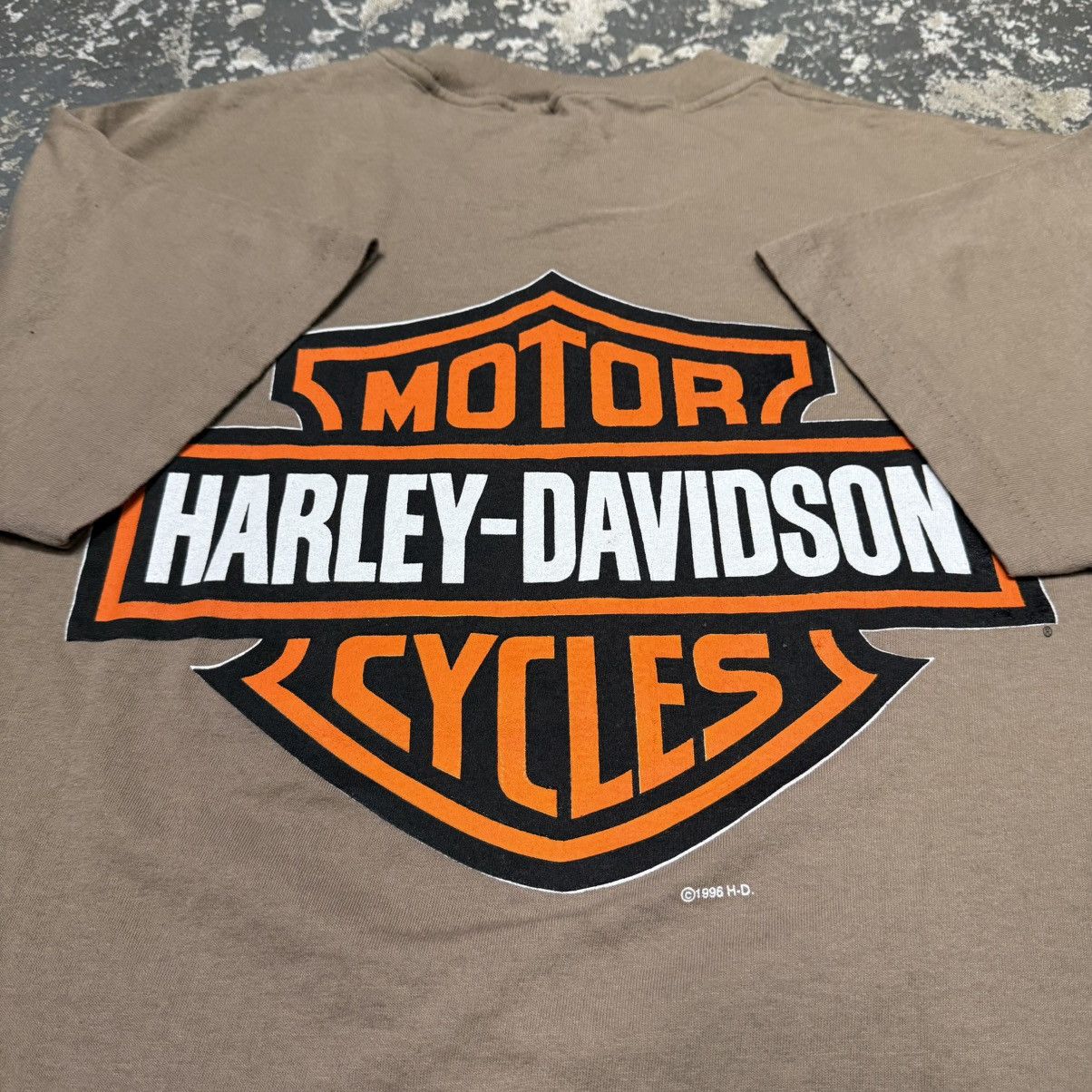 Vintage Vintage Harley Davidson Eagle Sunset Motorcycle Brown Tshirt Size US L / EU 52-54 / 3 - 8 Thumbnail