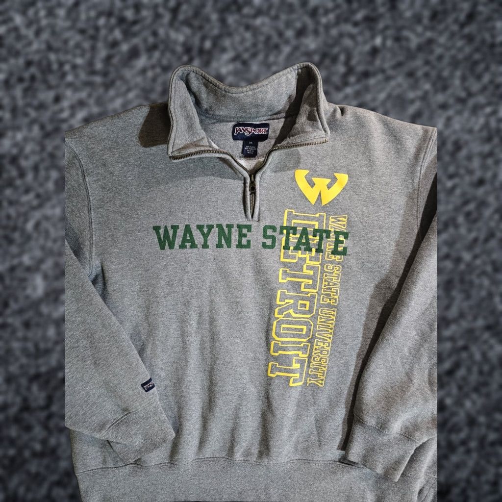 Jansport Jansport Wayne State University Gray 1/4 Zip Pullover Sweatshirt Adult XXL Regular Size Gray Logo College Men Men Clothing Size US XXL / EU 58 / 5 - 1 Thumbnail