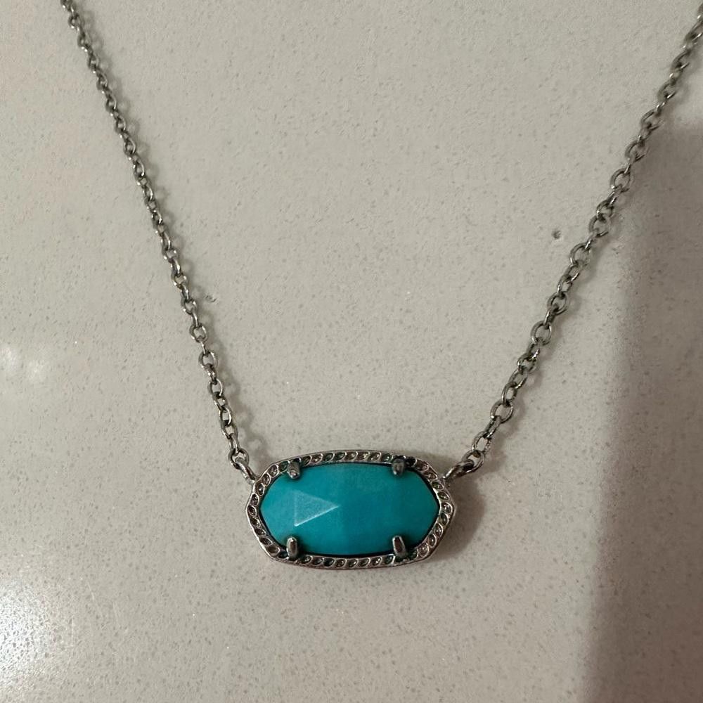 Kendra Scott Kendra Scott Elisa Turquoise Blue Magnesite Silver Necklace Size ONE SIZE - 1 Thumbnail