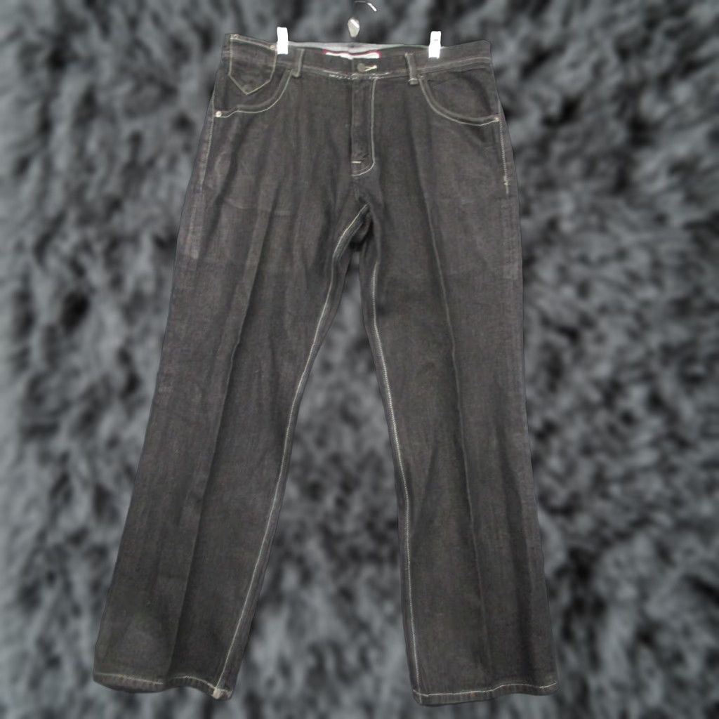 Denime Artful Dodger Jeans Mens 40 Black Denim Straight Leg Embroidered Pocket Knives Size US 40 / EU 56 - 1 Thumbnail