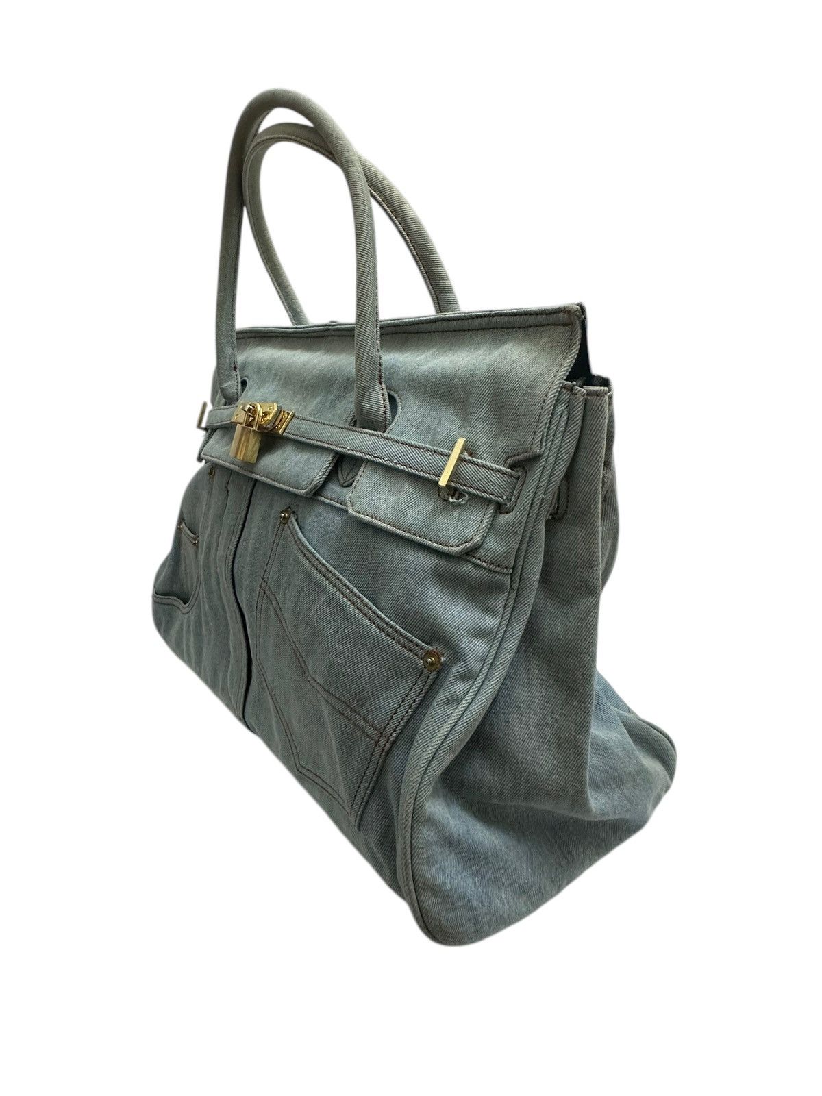 Handmade RARE ‼️ Denim Blue ‘Birkin’ Style Bag Size ONE SIZE - 3 Thumbnail