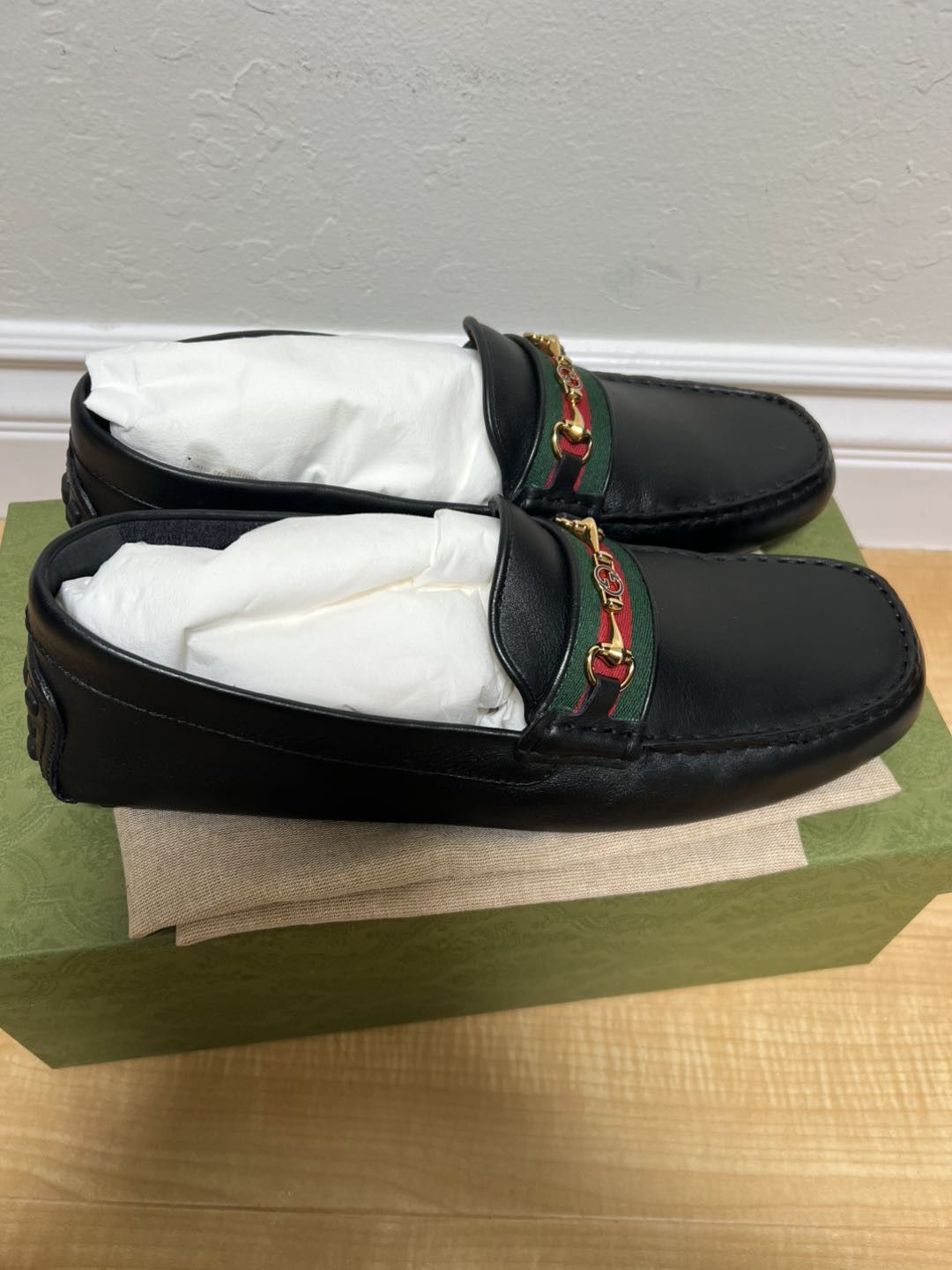 Gucci Gucci Ayrton Webbing-Trimmed Horsebit Leather Driver Loafers Size US 11.5 / EU 44-45 - 4 Thumbnail