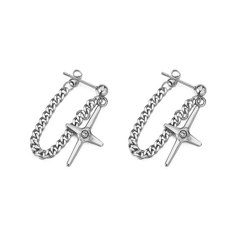 Jewelry × Sterling Silver Cross Retro Earrings One Pairs Chrome Jewelry Size ONE SIZE - 5 Thumbnail