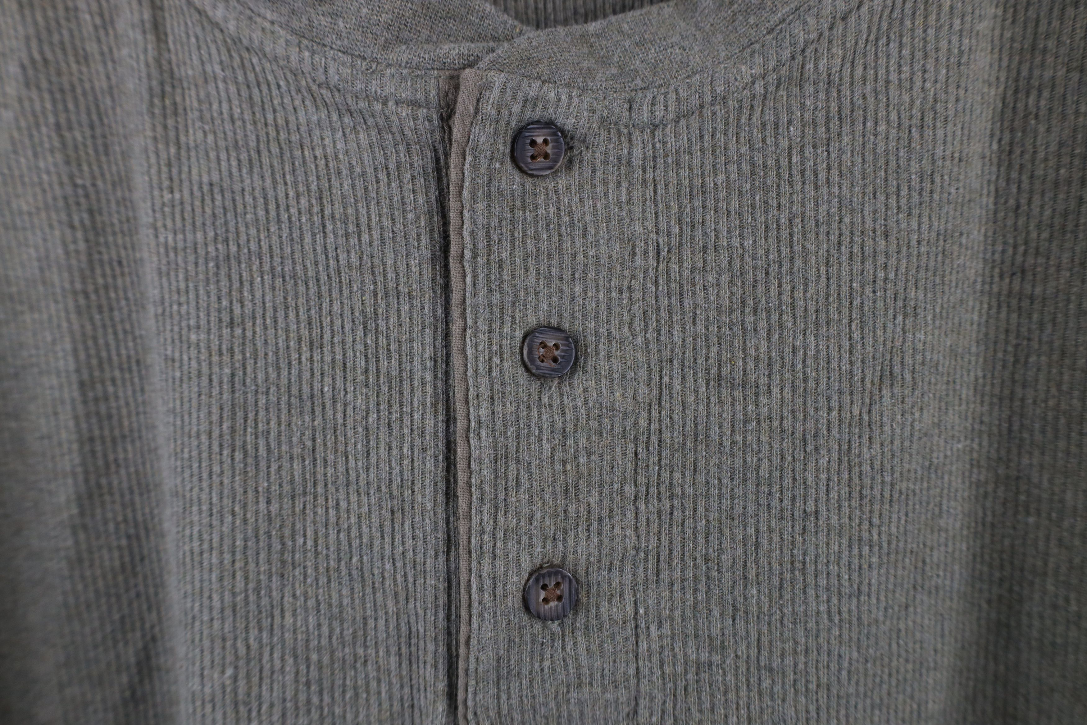 Vintage Vintage 90s Streetwear Ribbed Knit Henley T-Shirt Green Size US L / EU 52-54 / 3 - 4 Thumbnail