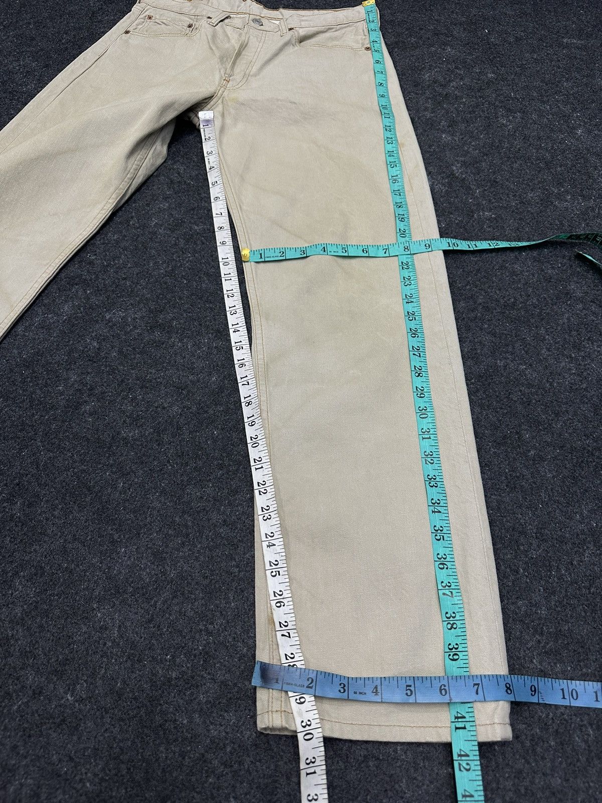 Levi's × Levi's Vintage Clothing × Vintage Vintage Levis 501 Khaki Cream Wax Denim F36 Size US 31 - 6 Thumbnail