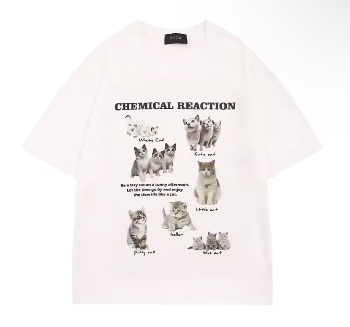 Japanese Brand Y2K Harajuku Vintage Chemical Reaction Cats Graphic T-Shirt Size US S / EU 44-46 / 1 - 1 Thumbnail