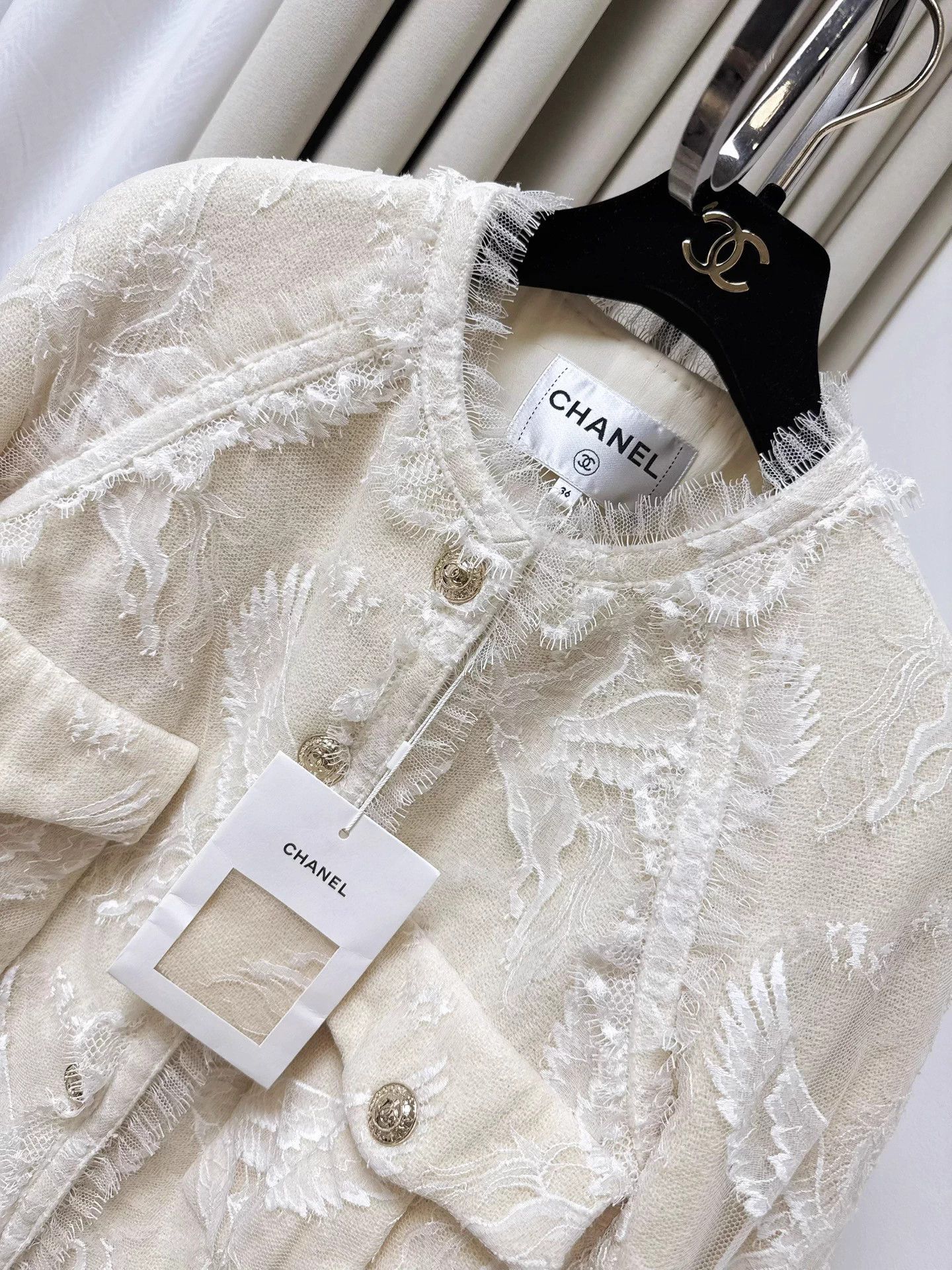 Chanel Chanel 20K Equestrian Ivory Lace Tweed Jacket FR36 Size XS / US 0-2 / IT 36-38 - 3 Thumbnail