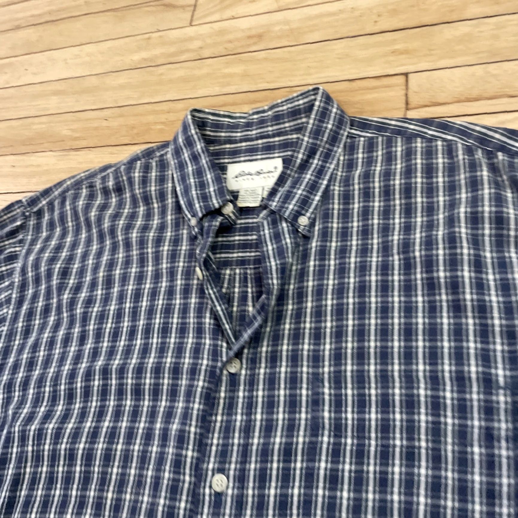 Eddie Bauer VINTAGE Eddie Bauer Button-Up Shirt Men L Blue Green Plaid Outdoors Camp Oxford Casual Workwear 90s Y2K Mens Size US L / EU 52-54 / 3 - 3 Thumbnail