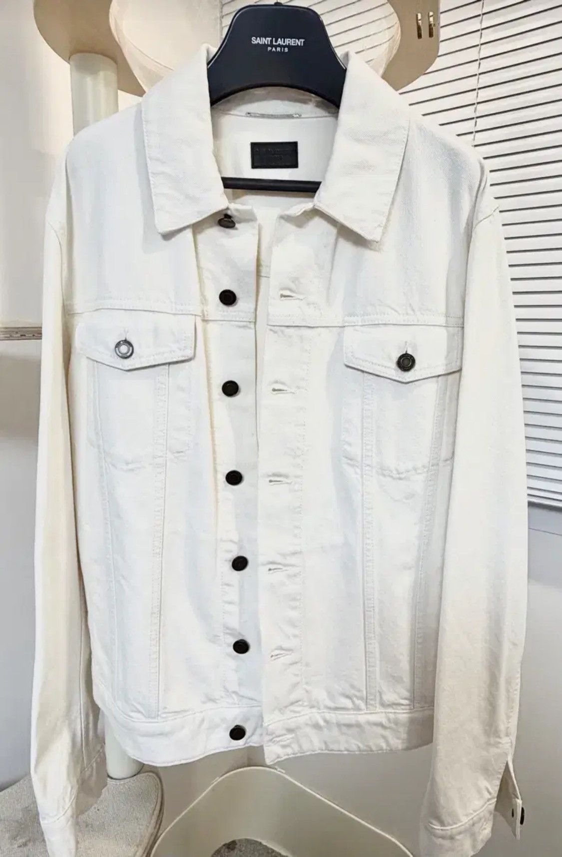 Saint Laurent Paris Saint Laurent Denim Trucker Jacket Ecru Size US M / EU 48-50 / 2 - 1 Thumbnail
