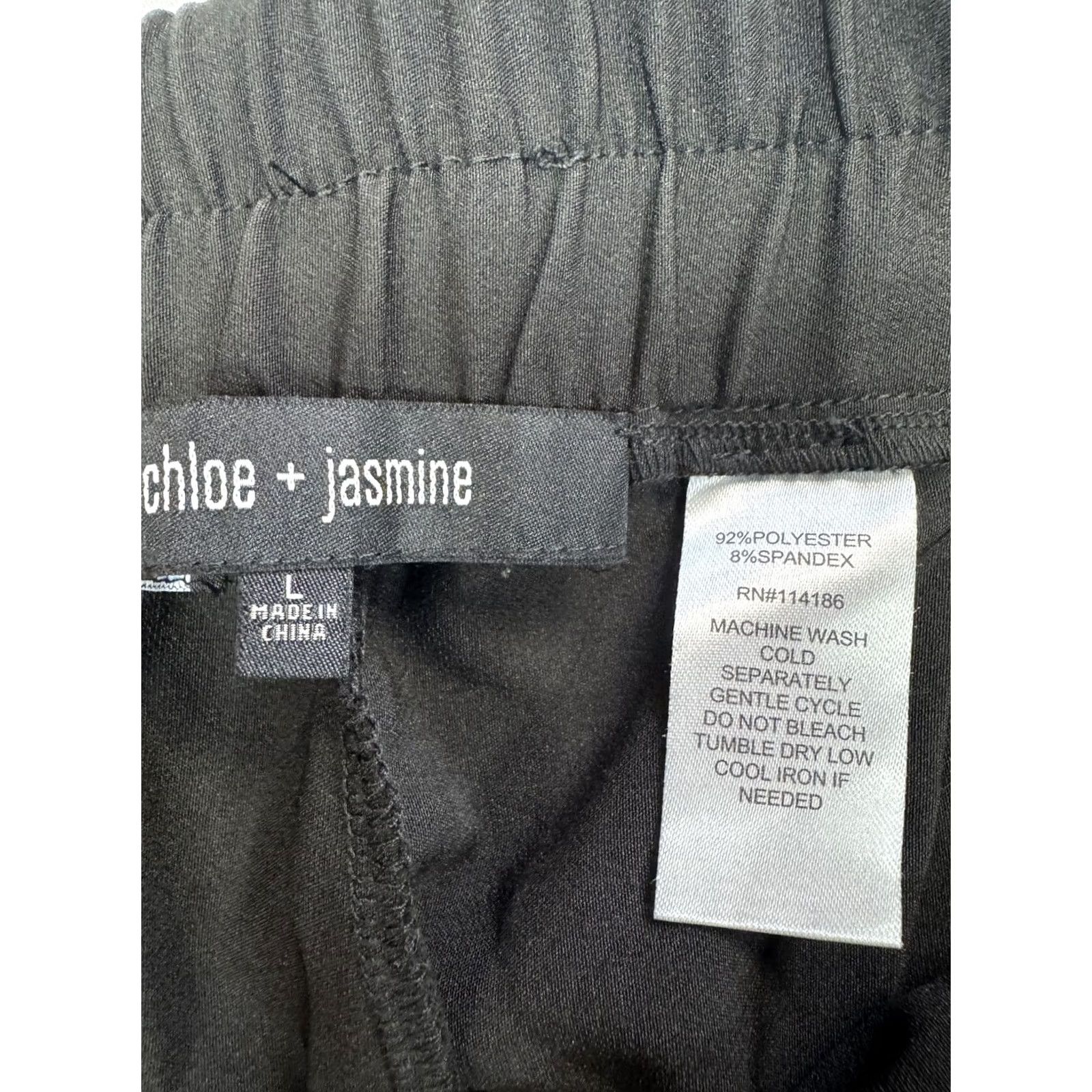 Vintage VINTAGE Chloe + Jasmine Women's Black Pull-On Wide-Leg Pants Size L Elastic Waist New Size 36" / US 14 / IT 50 - 3 Thumbnail